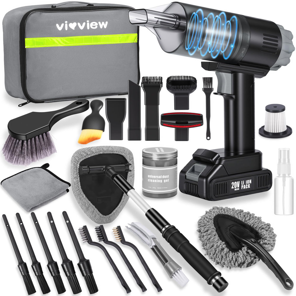 26pcs Car Cleaning Kit Gray Interior Detailing Kit with High - vioview Official Imagery - 1