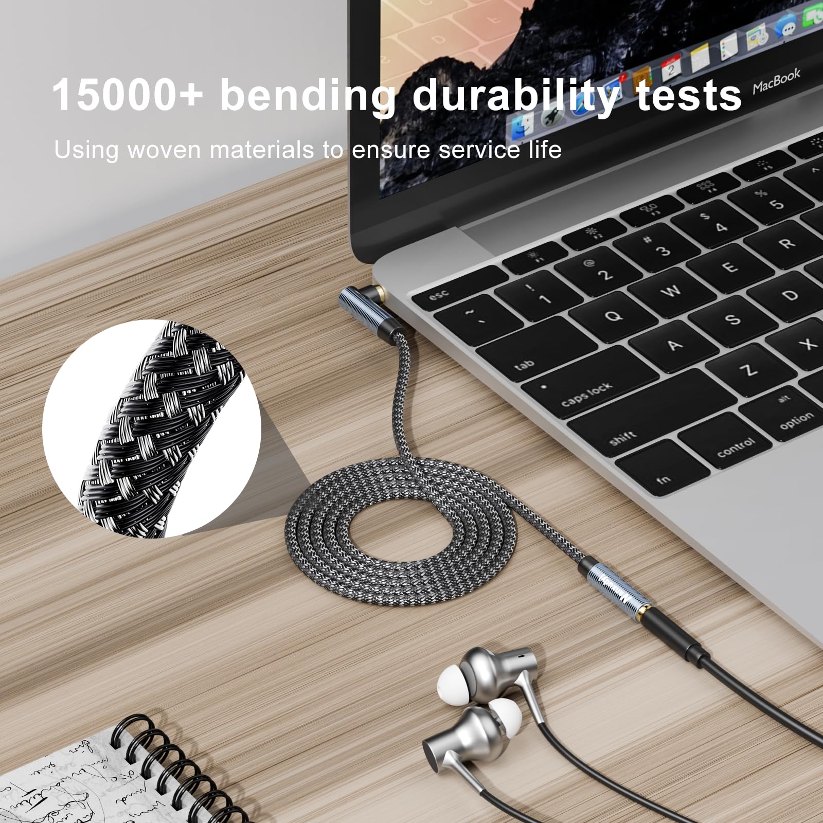 Nanxudyj 3.5mm Headphone Extension Cable Right Angle, 3.5mm Male by Nanxudyj - Angle View 6