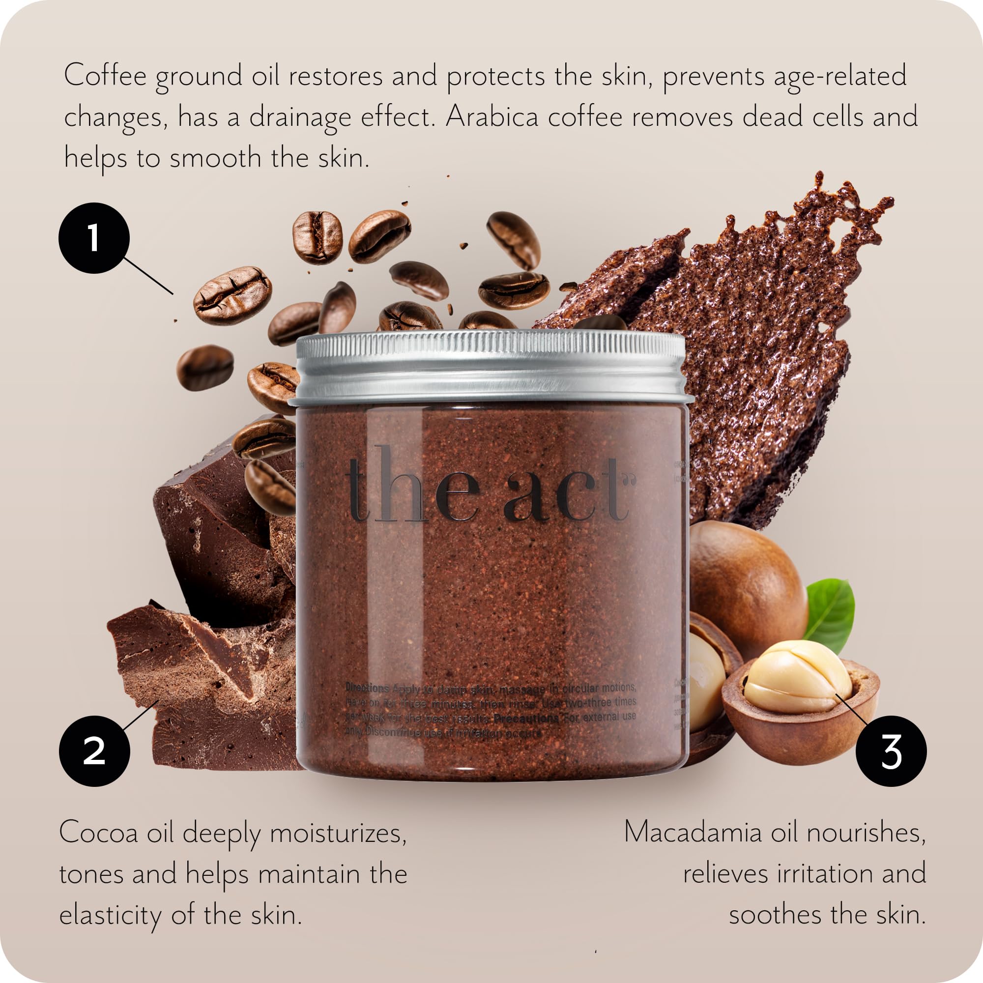 THE ACT Coffee Body Scrub with Salt & Cocoa – Exfoliating Scrub for Cellulite, - The Act Official Product View 6