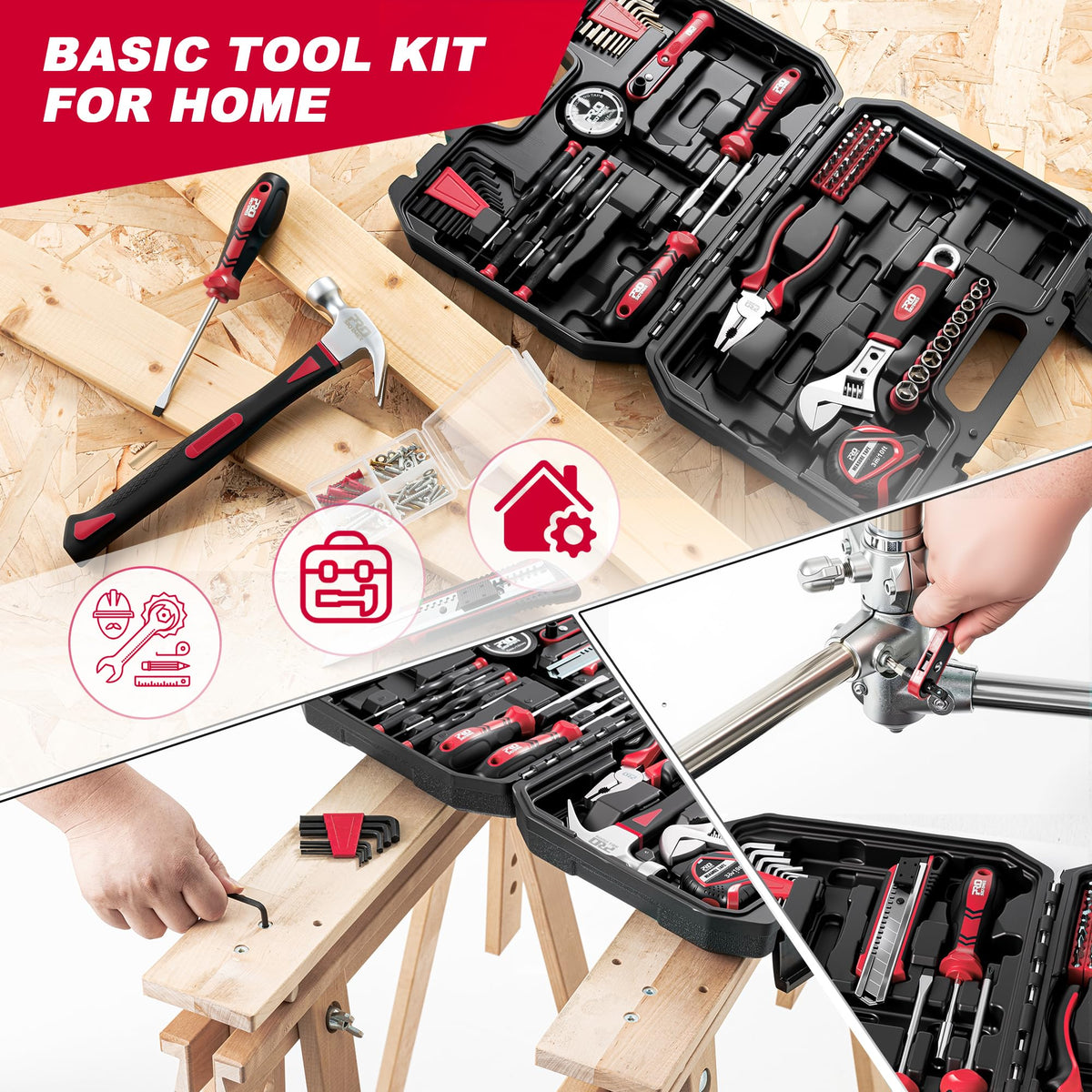Prostormer 160 Piece Home Tool Set Starter Tool Kit Red - Prostormer Official Imagery - 8
