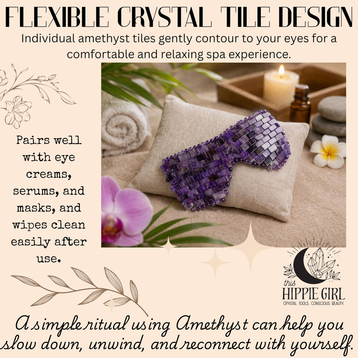 This Hippie Girl Amethyst Eye Mask Natural Crystal Facial - Boho Aromatic Official Imagery - 6