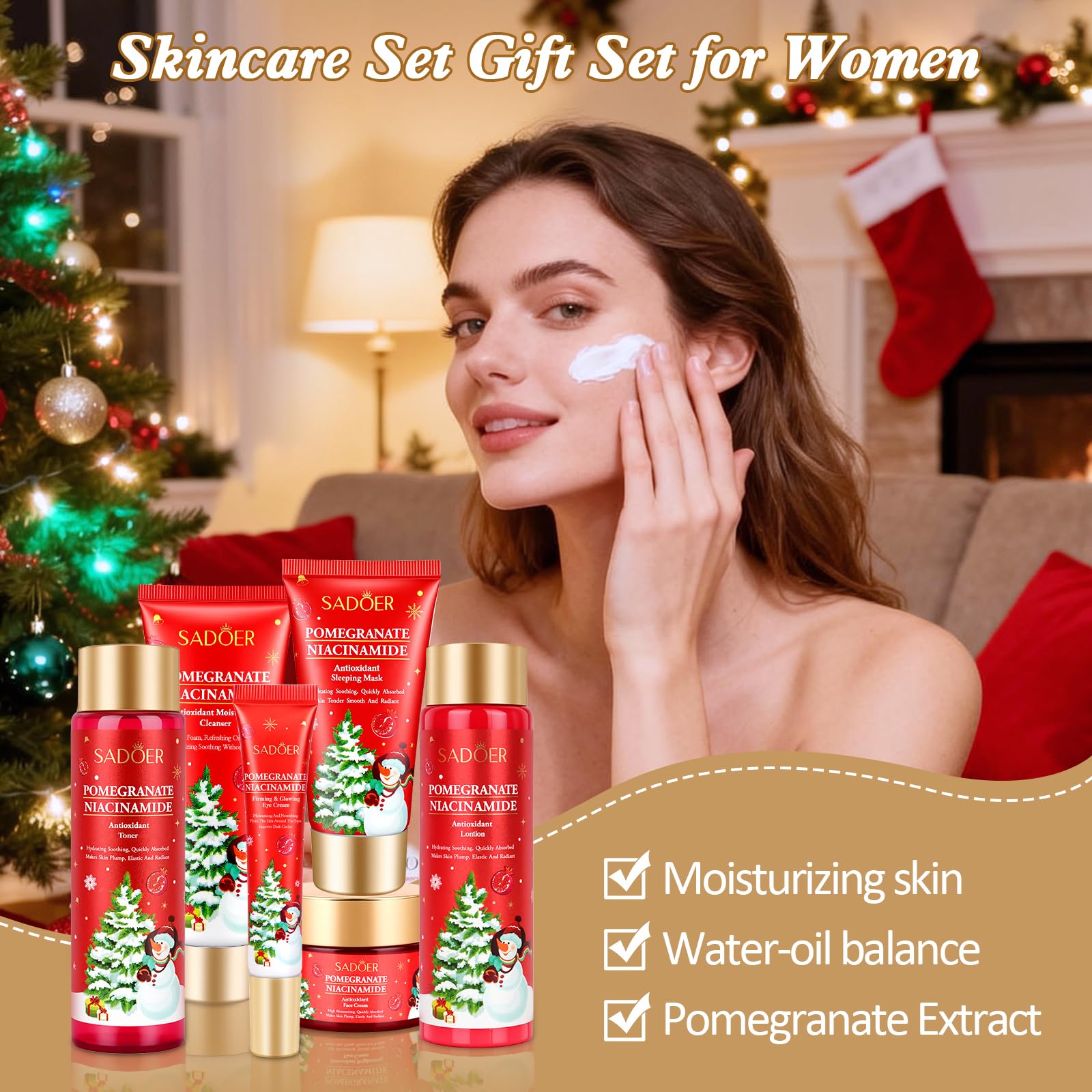 Gifts for Women 6 Pcs Skin Care Set Pomegranate Moisturize - ZKONLY
