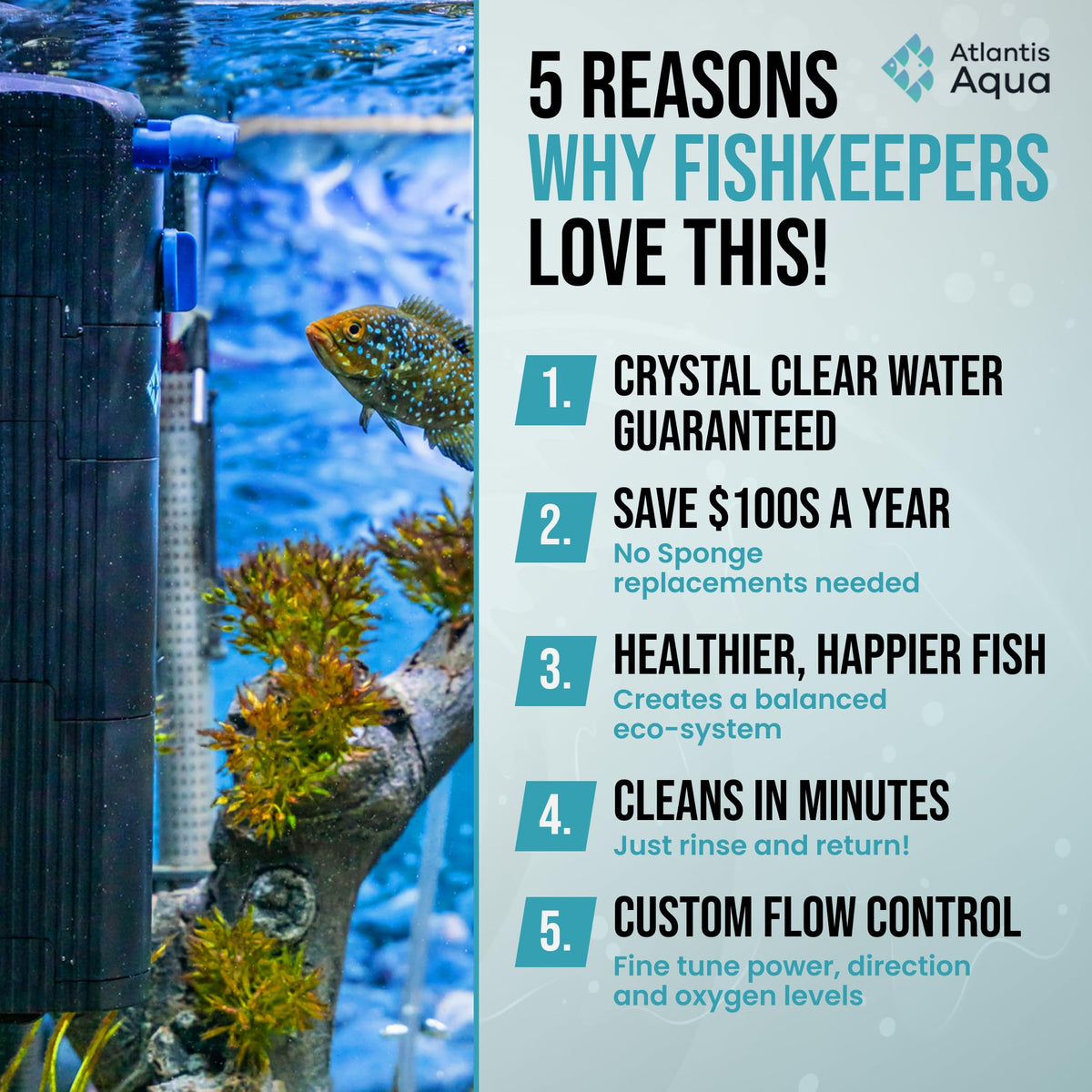 20 Gallon Fish Tank Filter up to 55 Gallons - Atlantis Aqua Official Imagery - 3