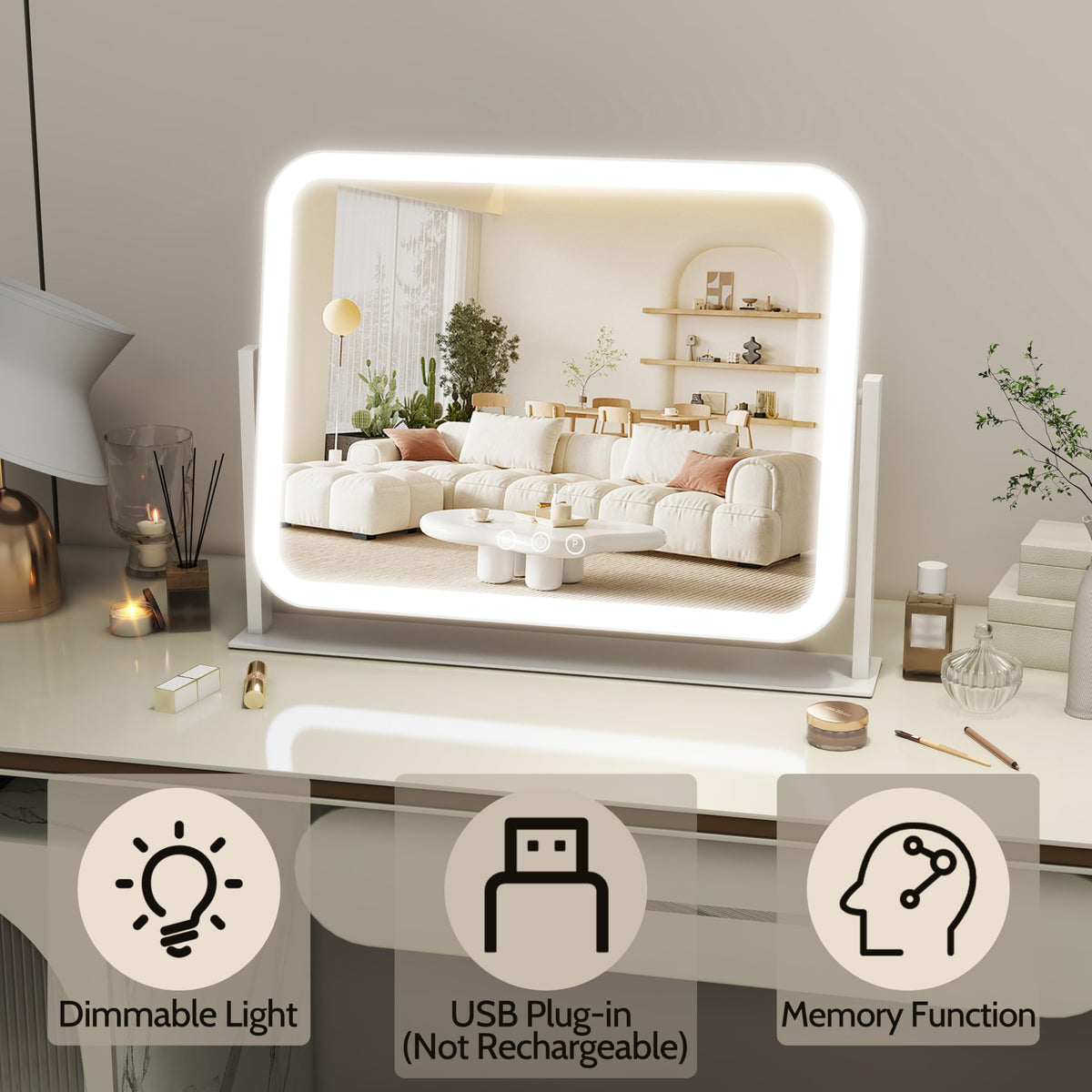 ROLOVE Lighted Makeup Mirror 17 x13 Vanity Mirror with - ROLOVE Official Imagery - 4