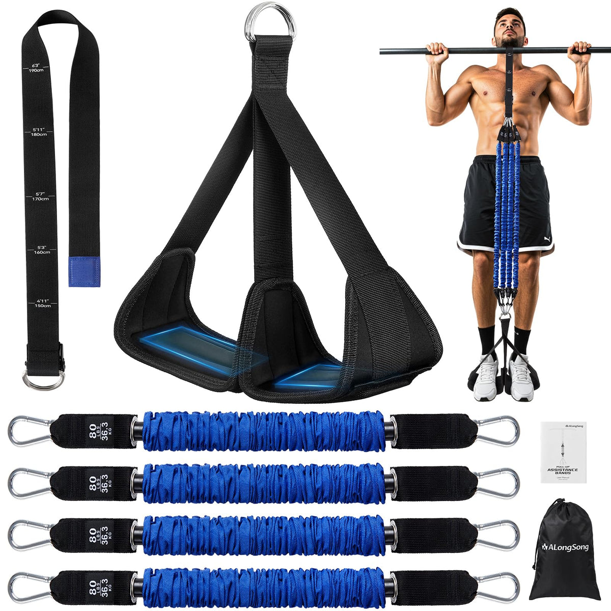Pull Up Assistance Bands with Foot Support Pedal - ALongSong Official Imagery - 1