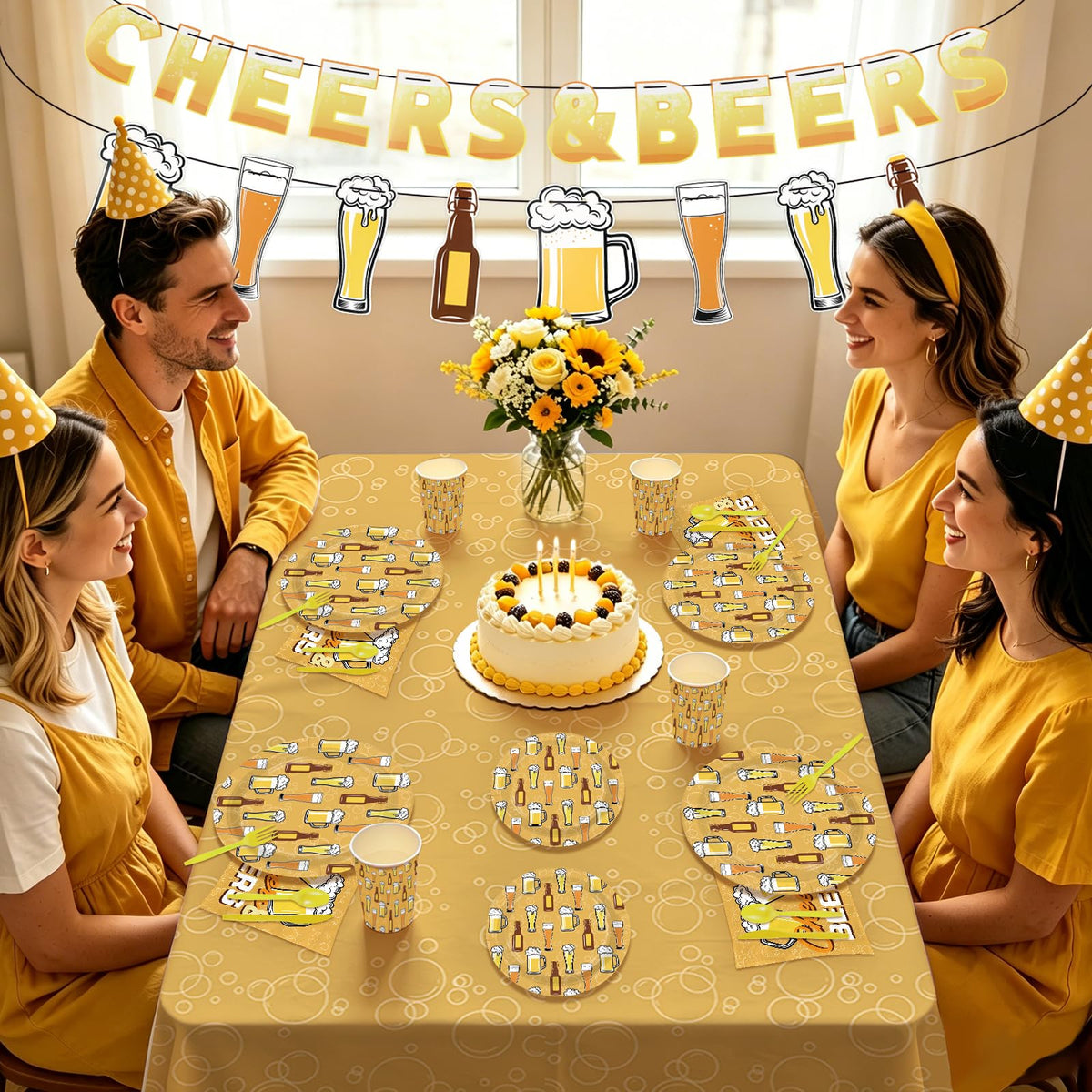 171Pcs Cheers and Beers Party Supplies for Men Serves 24 - Greencian Official Imagery - 6