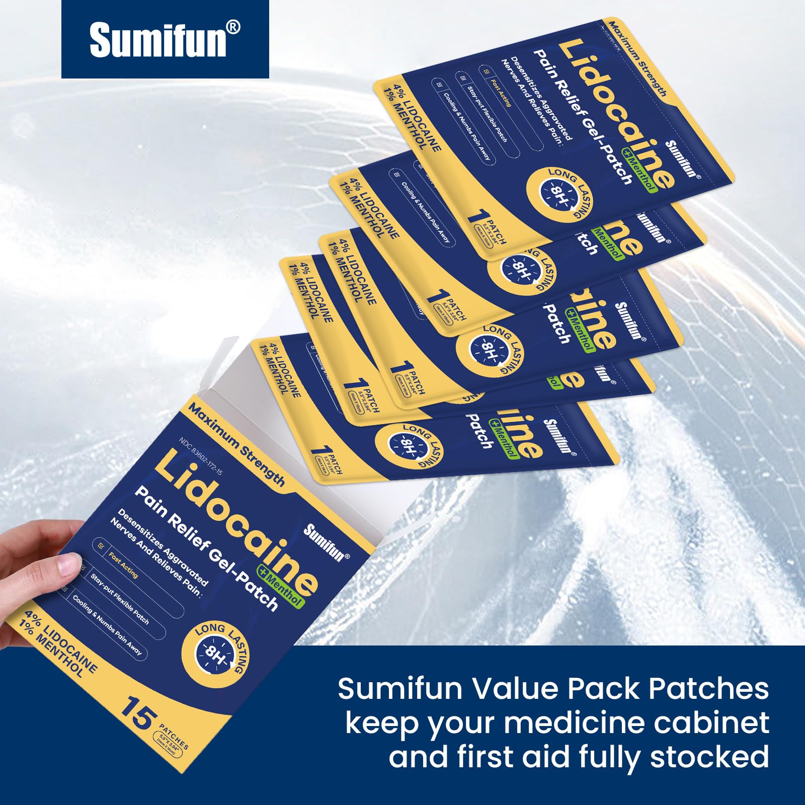 Sumifun 4% Lidocaine Patches + 1% Menthol – 15 Count