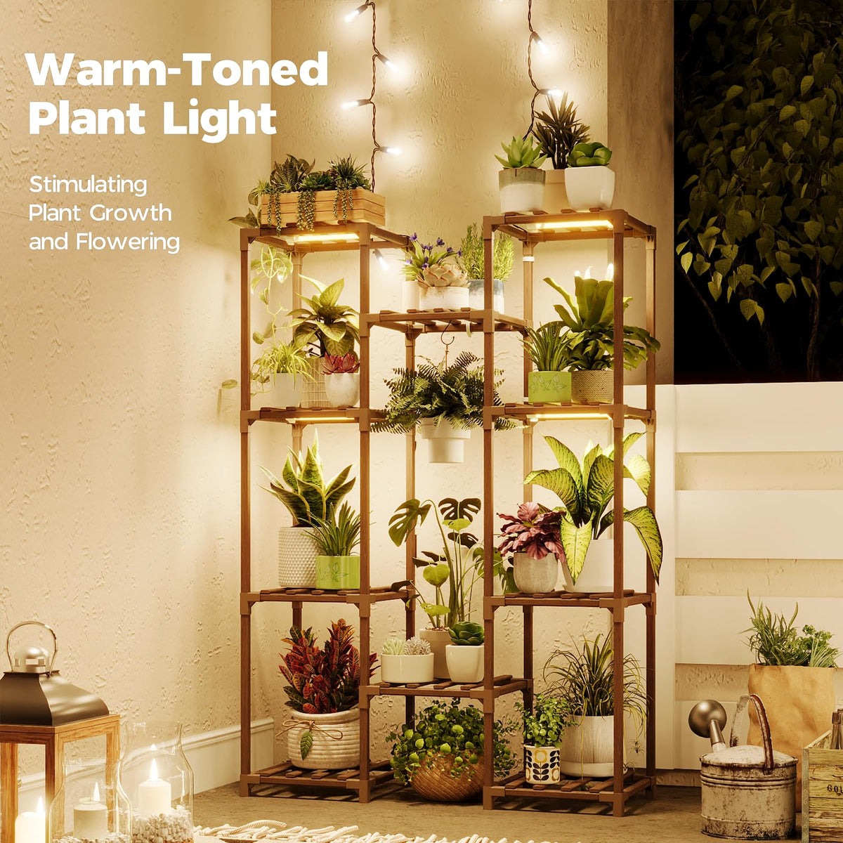 Bamworld Plant Stand with Grow Light Plant Shelf for Mutiple - Bamworld Official Imagery - 4