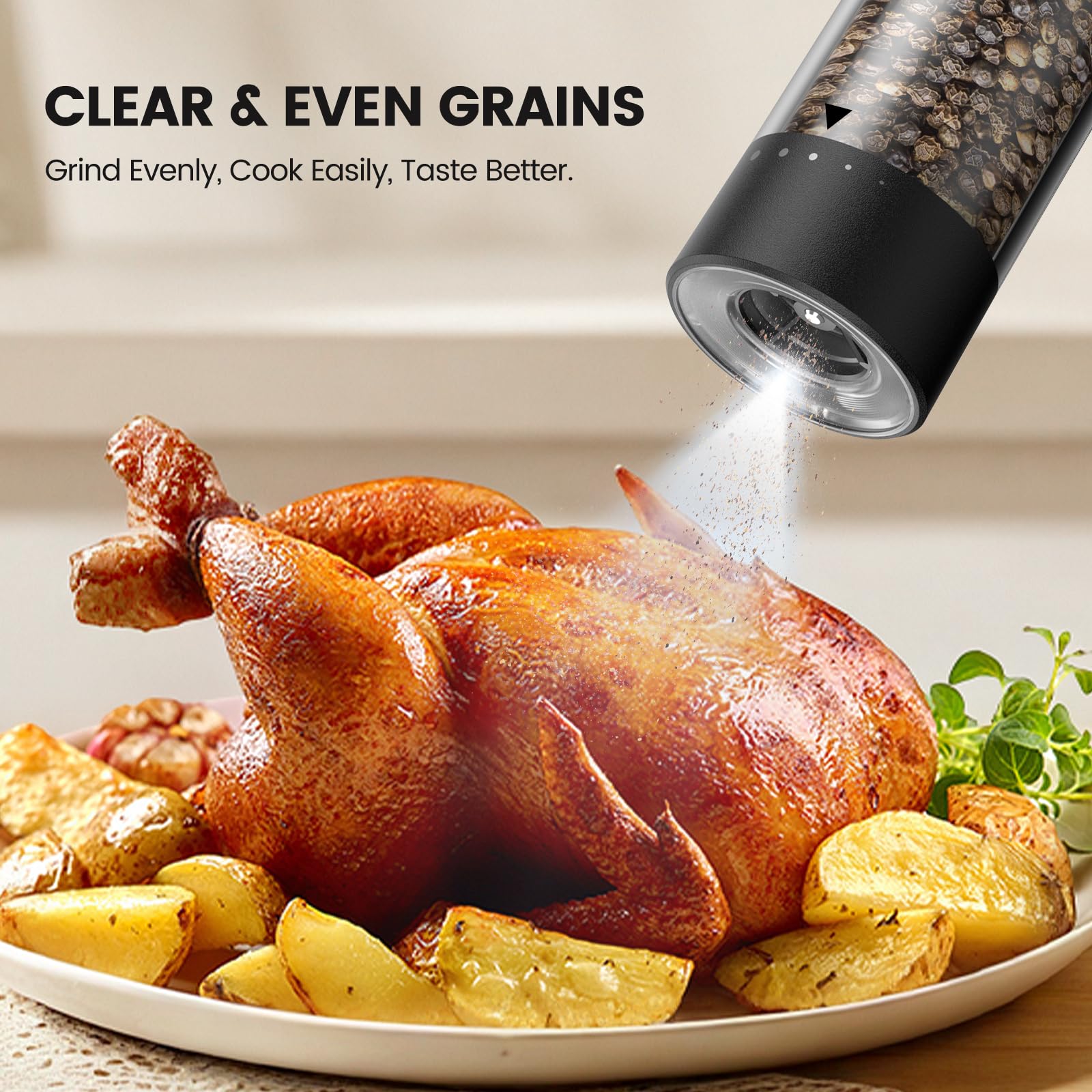 Gaivis Electric Salt and Pepper Grinder Set - Rechargeable Automa - Gaivis Official Product View 5