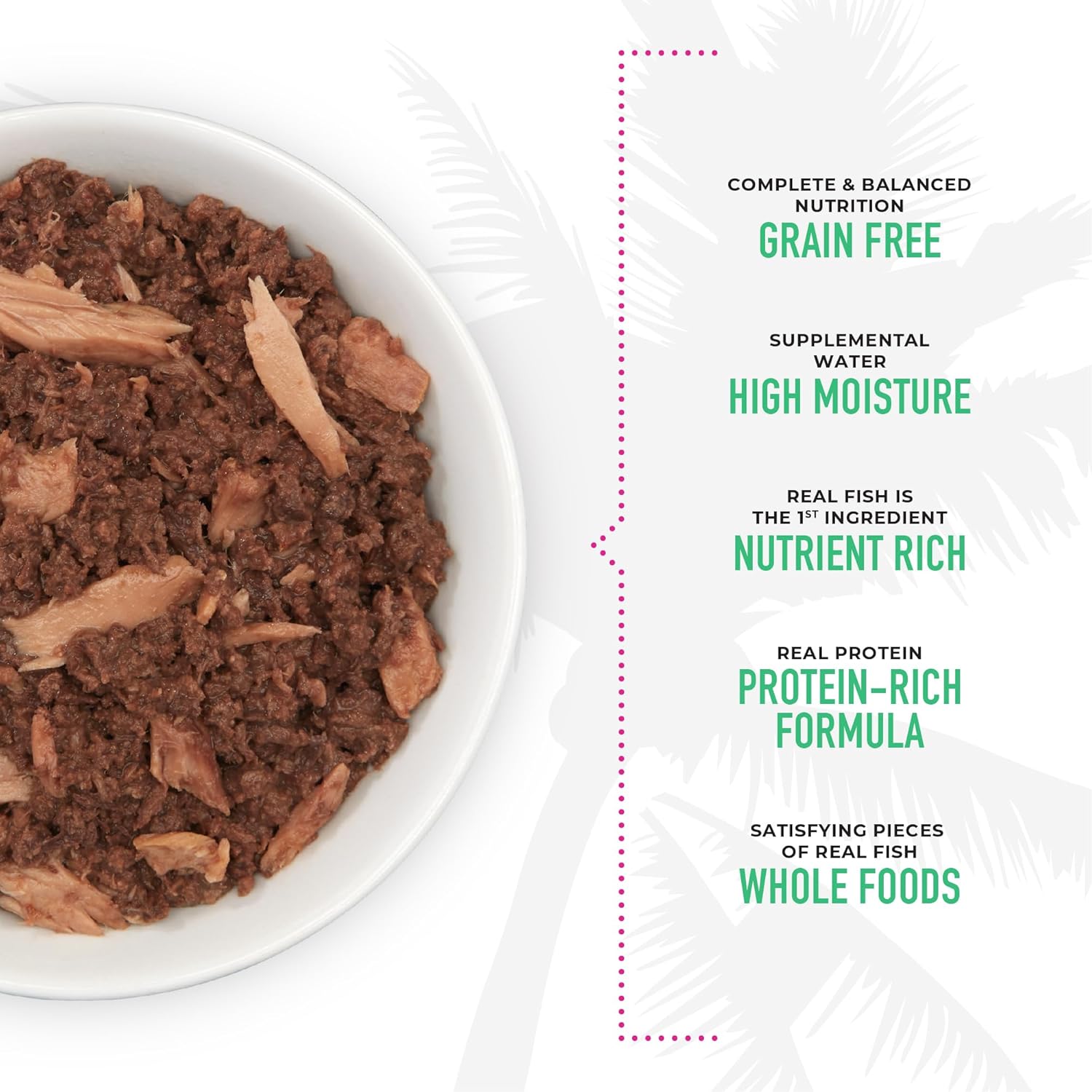 Six 6 oz Tiki Cat Grill Ahi Tuna wet cat food cans with high-protein, 100% non-GMO ingredients, featuring tuna flavor.