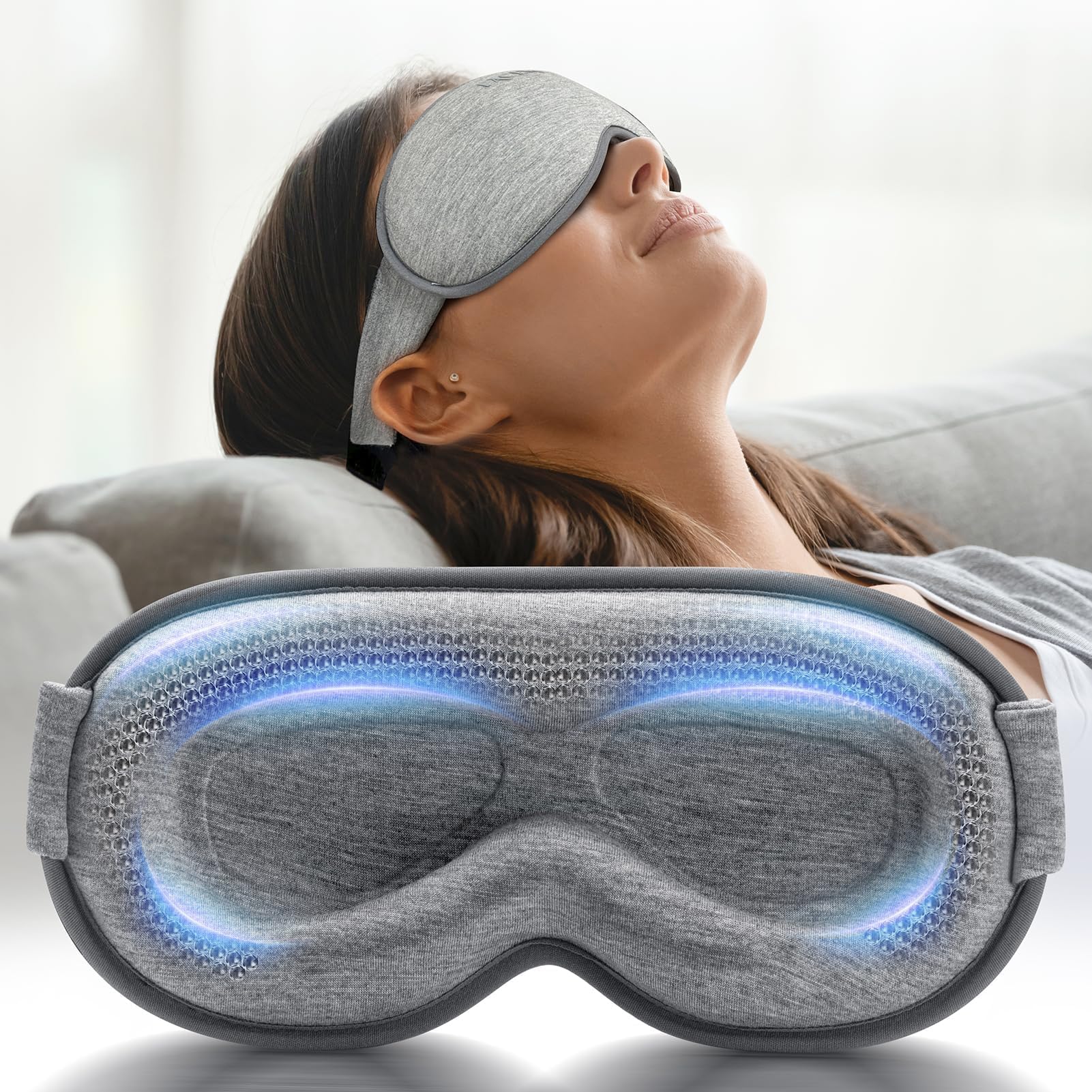 FACEMOON 3D Blackout Weighted Eye Mask for Sleep, Airplane - Product Imagery