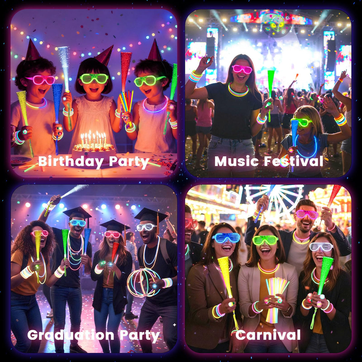 LovesTown 260PCS Glow in the Dark Party Supplies Neon - LovesTown Official Imagery - 5