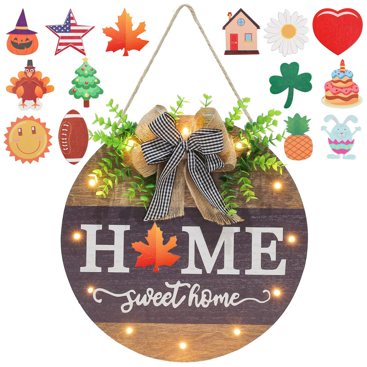 Interchangeable Welcome Sign for Front Door with 14 - HOMCDALY Official Imagery - 1
