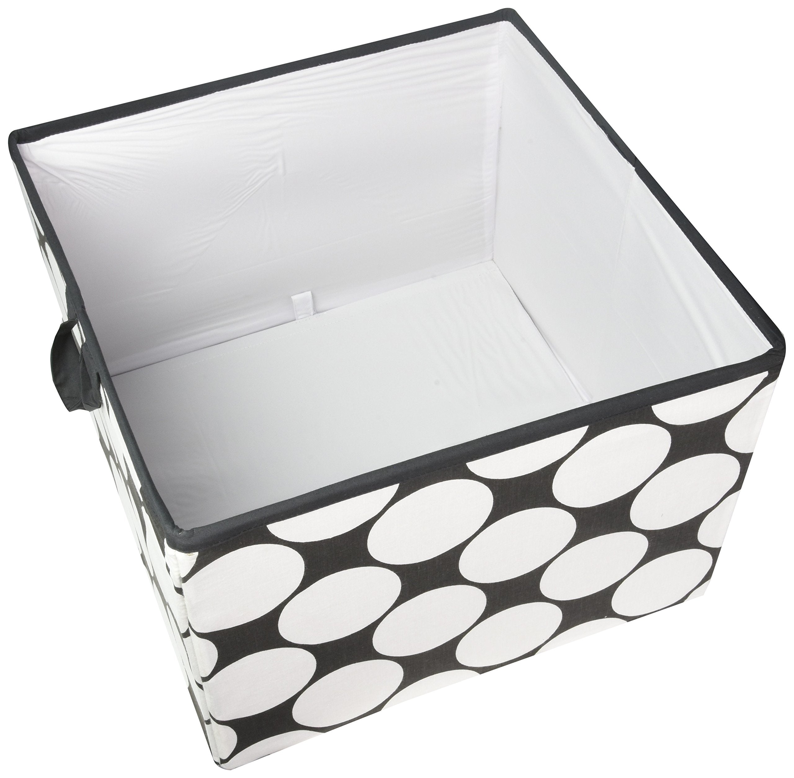 Bacati - Large Storage Tote Dots Pin Stripes Black Neutral 14 x - Product Imagery