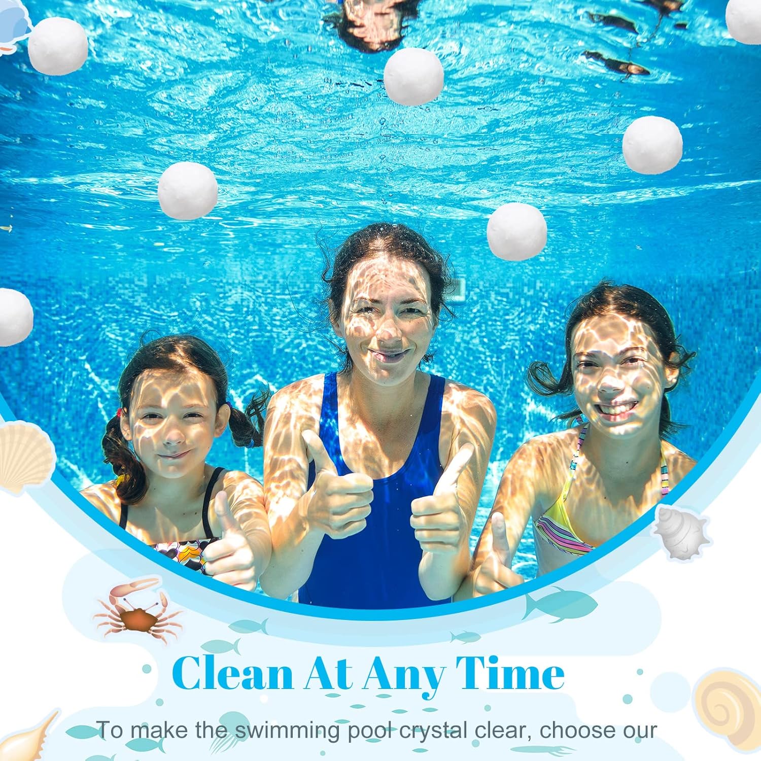 Zubebe 4.6 lbs pool filter media balls for swimming pool sand filters, fiber filter media for clean water filtration