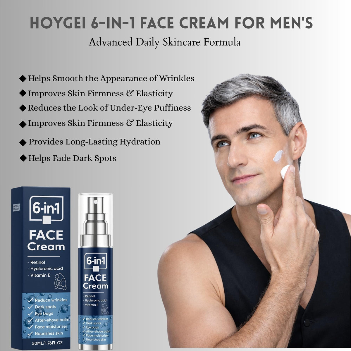 6 in 1 Face Cream for Men Anti Aging Moisturizer with - hoygei Official Imagery - 3