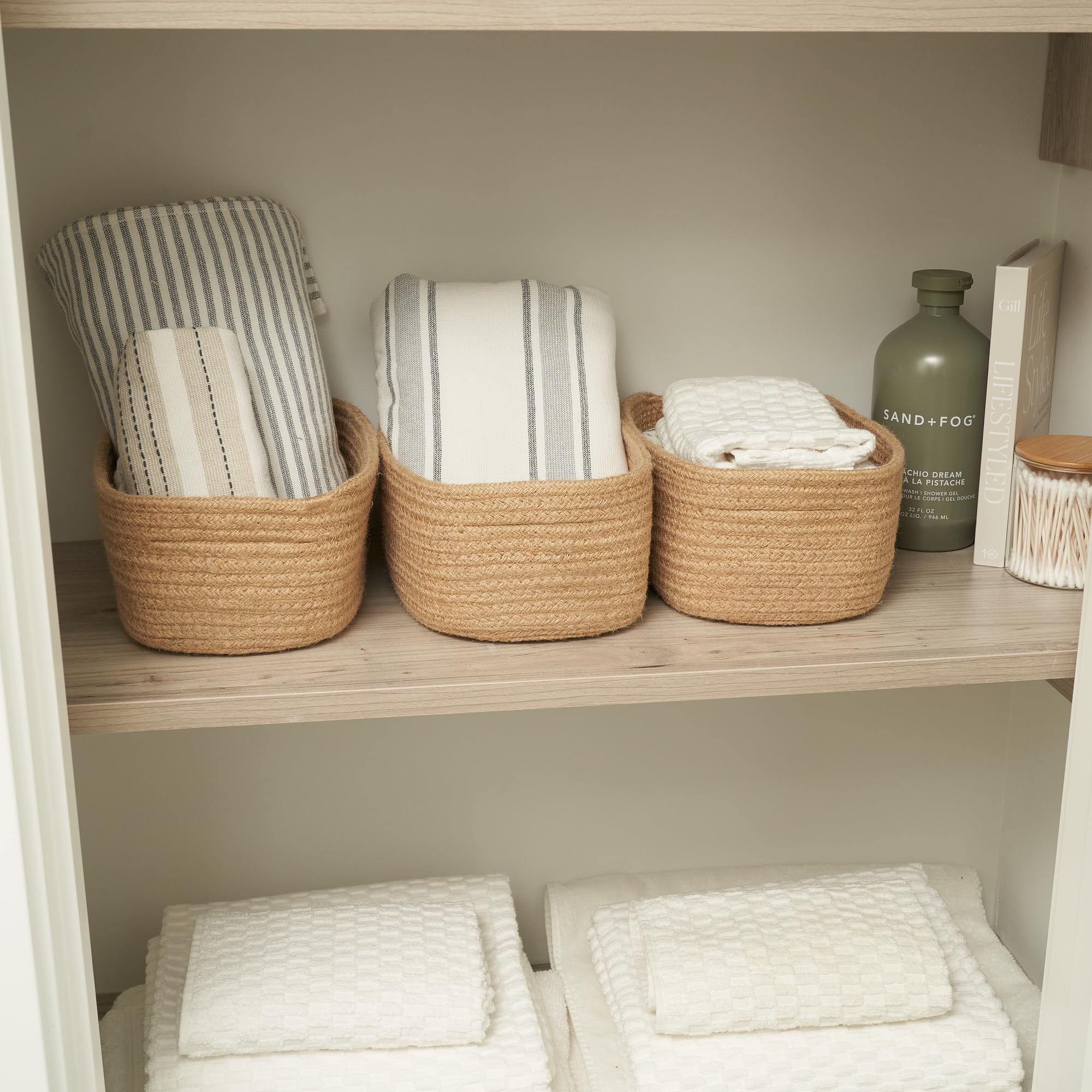 ZICOTO Beautiful Storage Basket Set of 3 - Sturdy Jute Rope Baske - ZICOTO Official Product View 3