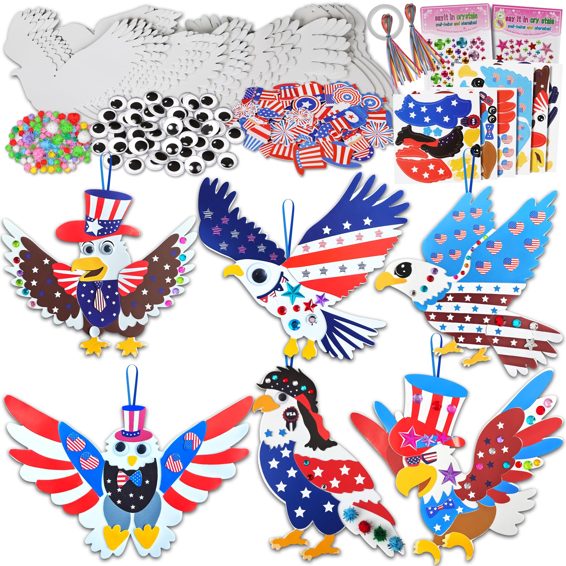 Ruicnte 4th of July Foam Eagle Patriotic Crafts for Kids School - Product Imagery