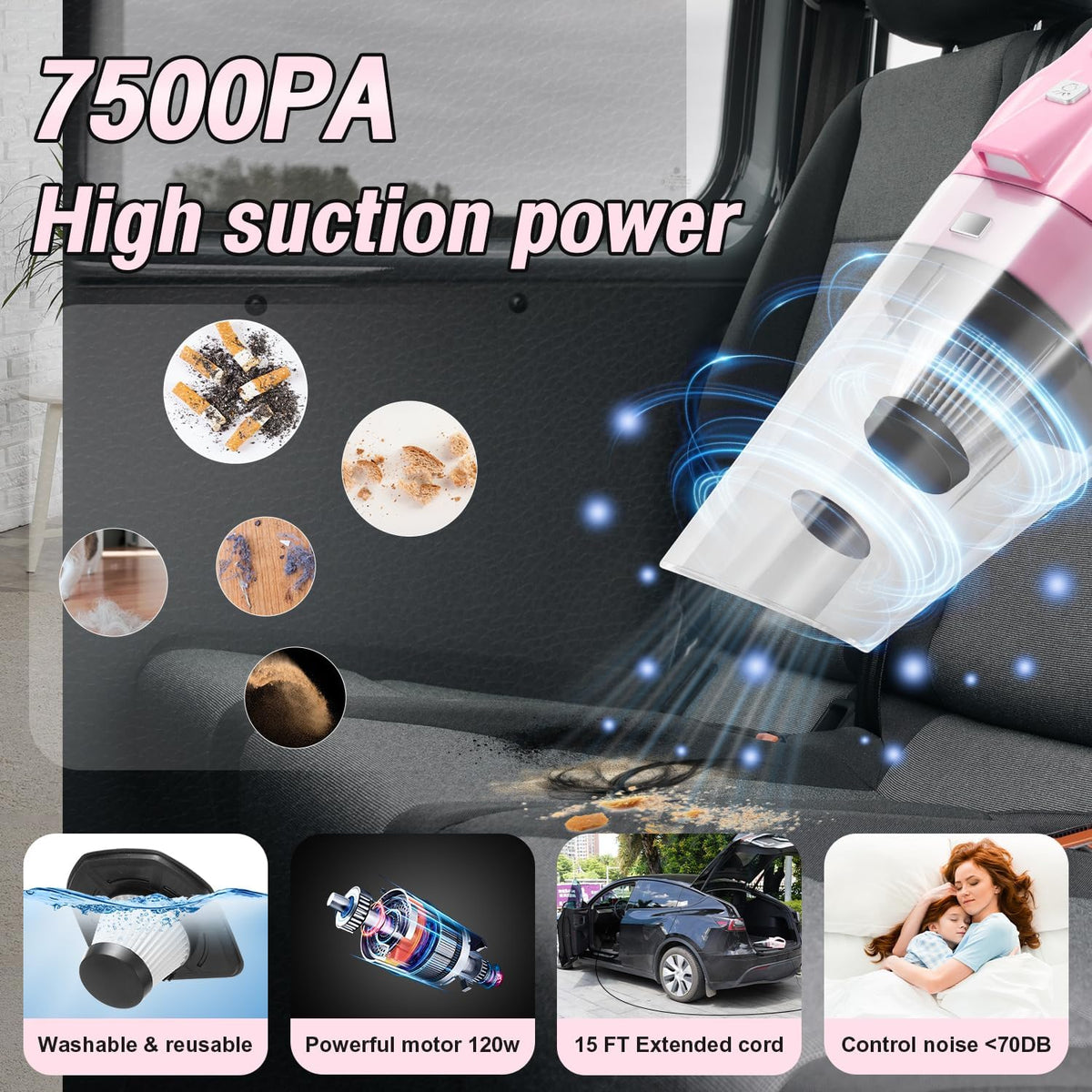 Pink Car Cleaning Kit 25Pcs Detailing Kit Interior with 4 in - vioview Official Imagery - 4