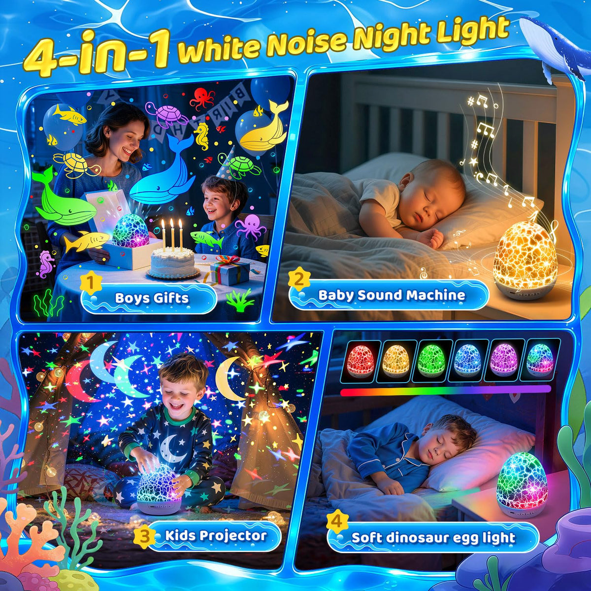 Ocean Baby Night Light Projector Sensory Toys for 1 2 3 4 5 - Staryou Official Imagery - 7