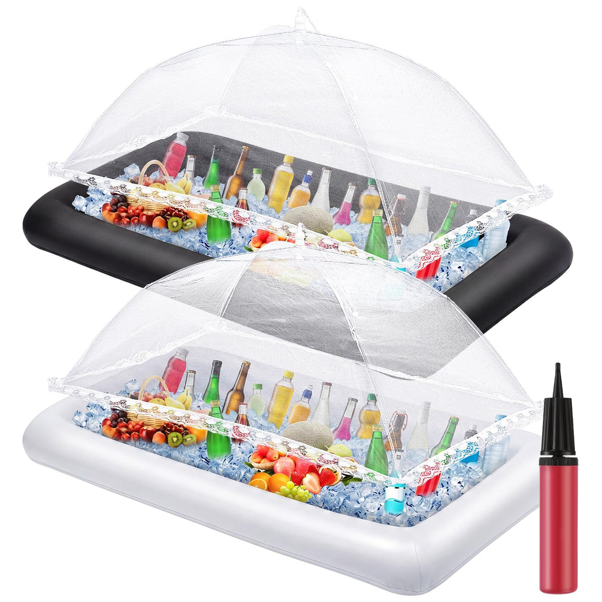 5 Pcs Inflatable Serving Bar Kit Ice Tray Cooler Black White - Leitee Official Imagery - 1