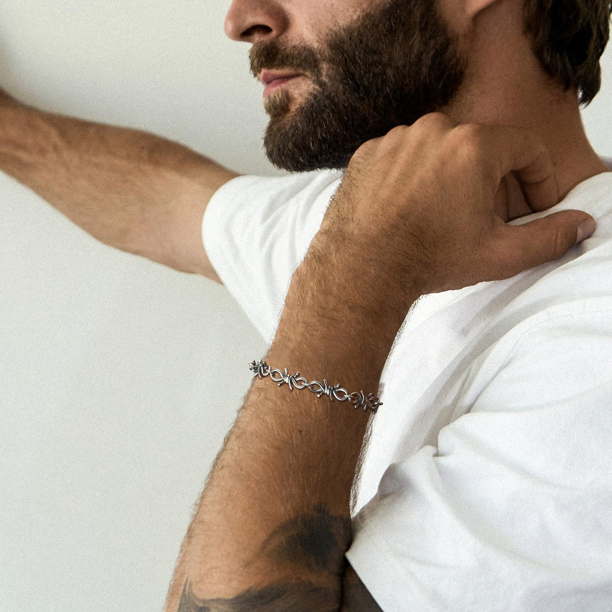 HZMAN Barbed Wire Bracelet for Men Biker Gothic Punk - HZMAN Official Imagery - 3