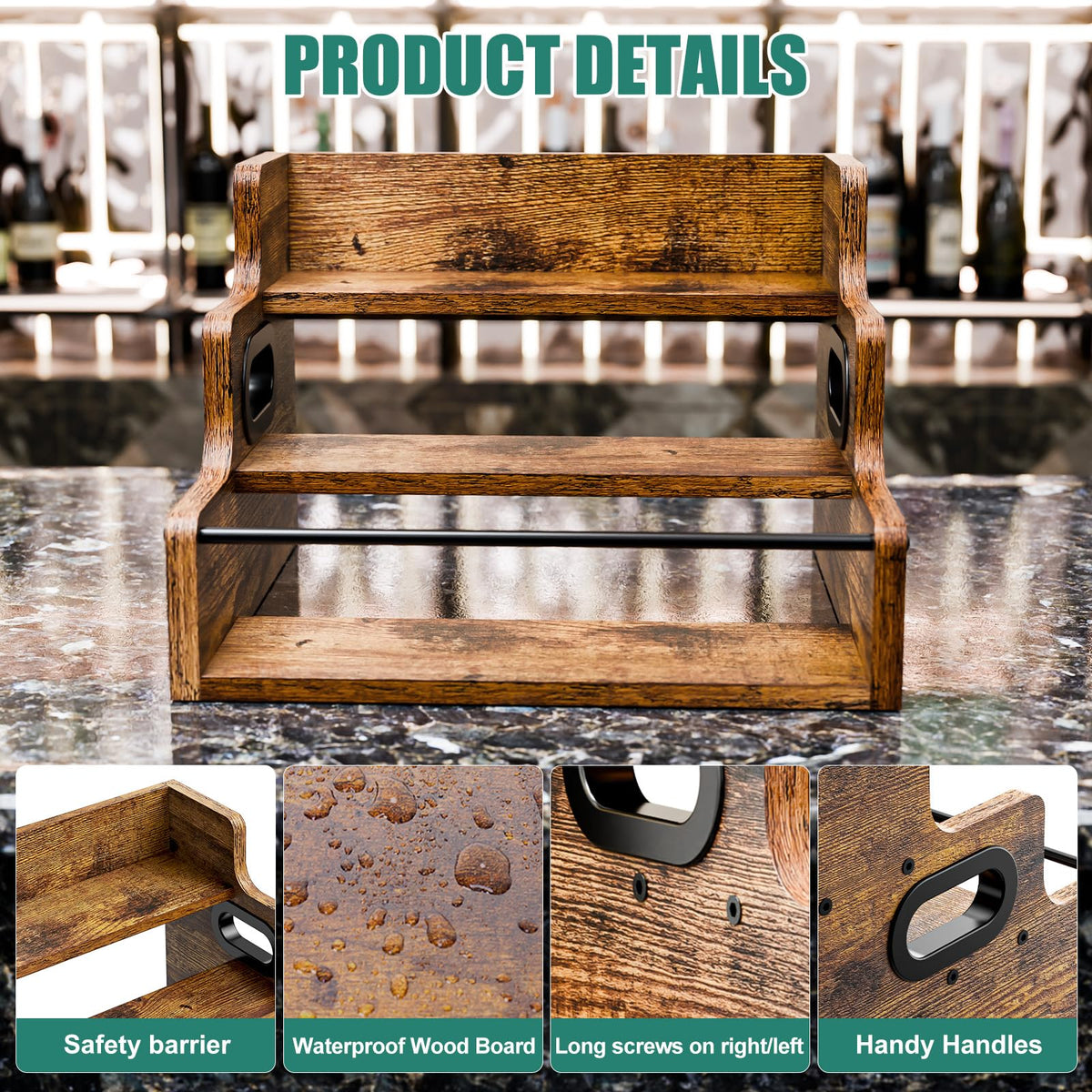 KLM Liquor Bottle Display Shelf Coffee Syrup Rack Organizer - KLM Official Imagery - 7