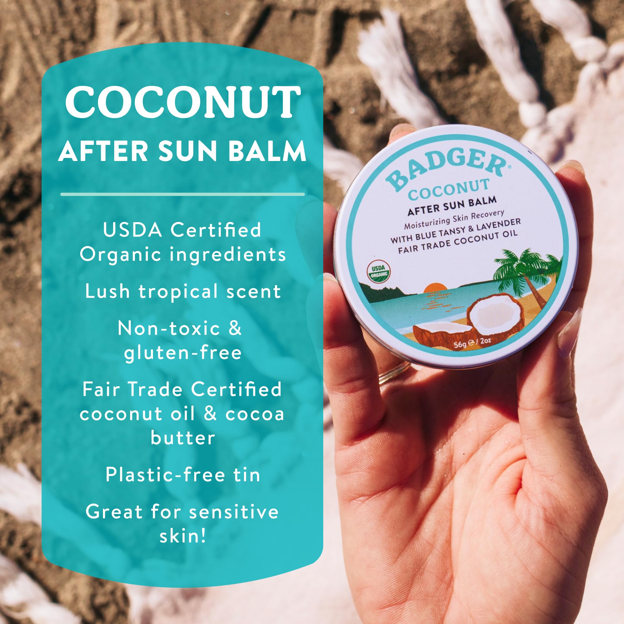 Badger Organic Coconut After Sun Balm – 2 oz Tin
