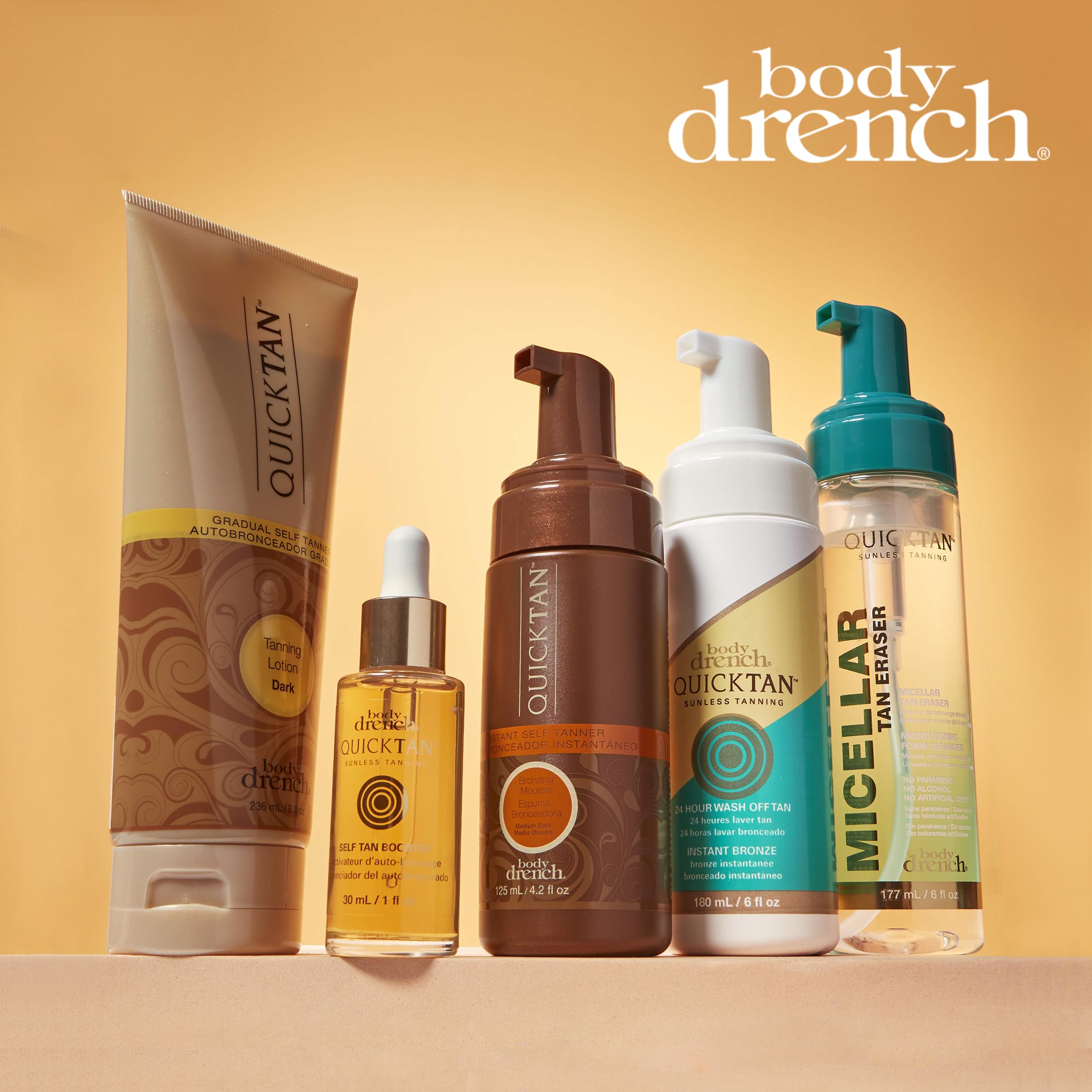 Body Drench QuickTan Instant Self Tanner Bronzing Spray, Salon-Quality Medium/Dark Tan, Streak-Free, Tinted Formula, 6 oz, 1-pack - Body Drench Official Product View 7