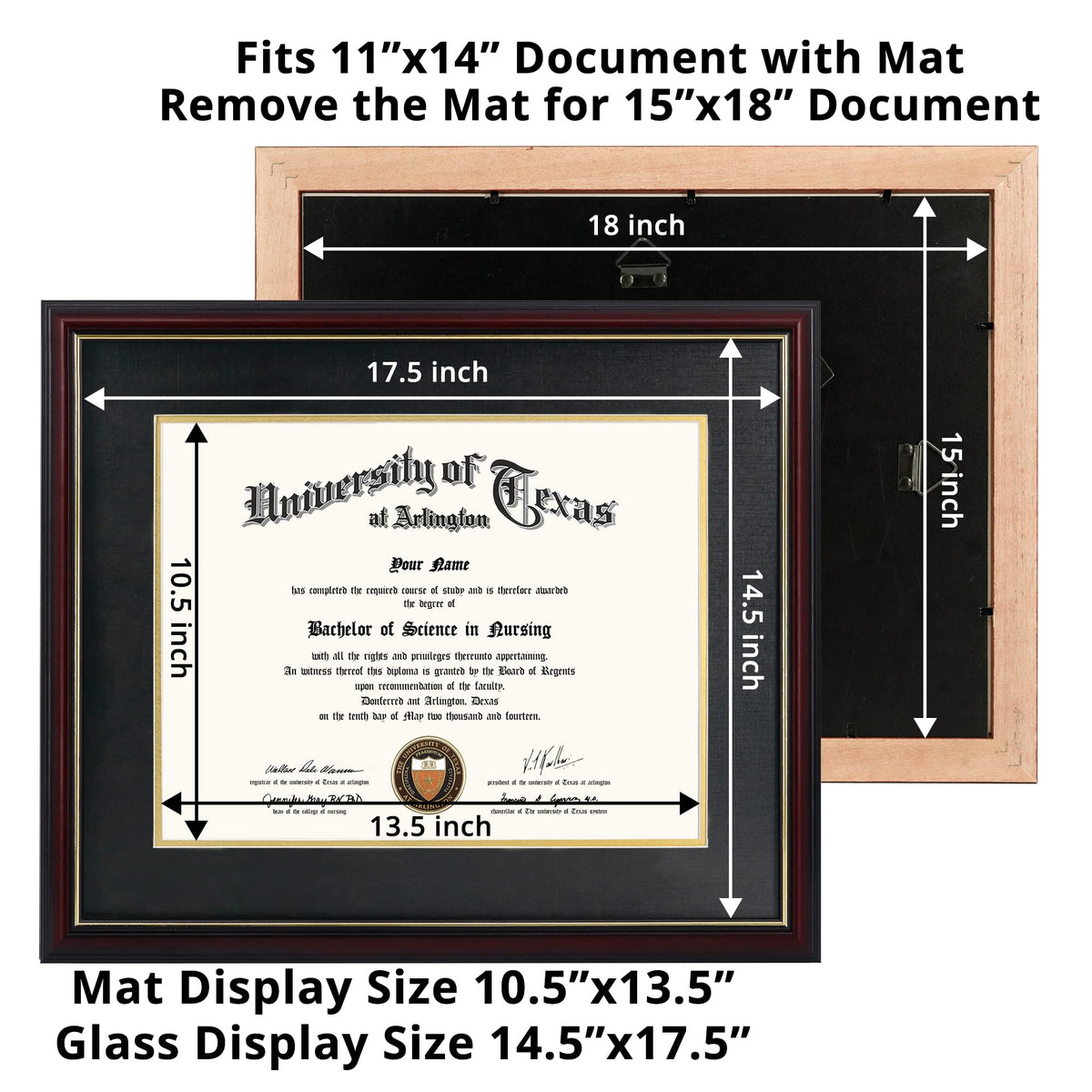 GraduationMall 11x14 Diploma Frame with Black over Gold Mat - GraduationMall Official Imagery - 5