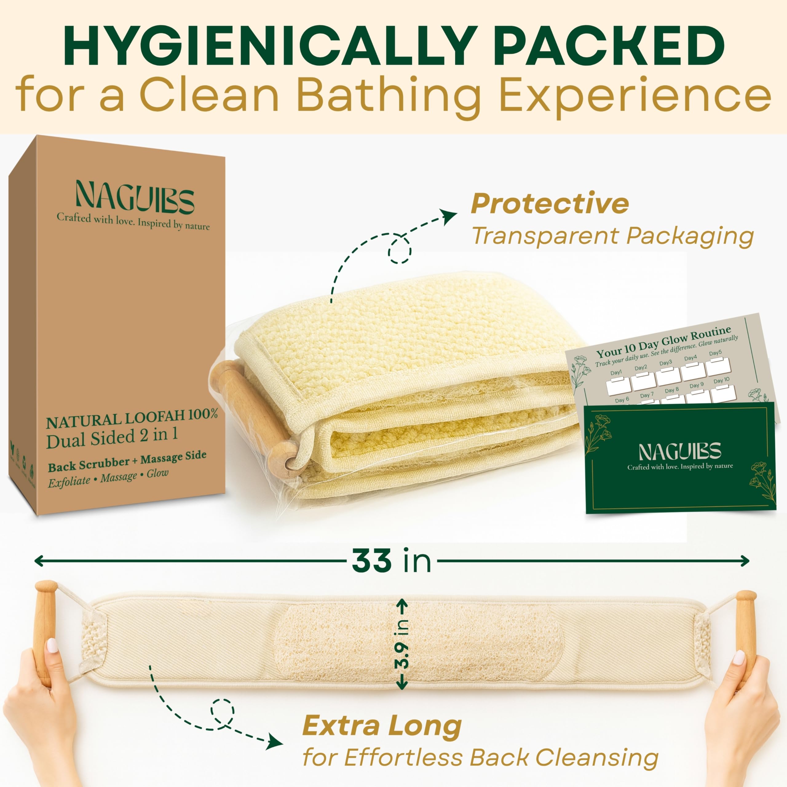 NAGUIBS Premium Egyptian 100% Natural loofah with Handle Back Scrubber for - NAGUIBS Official Product View 8