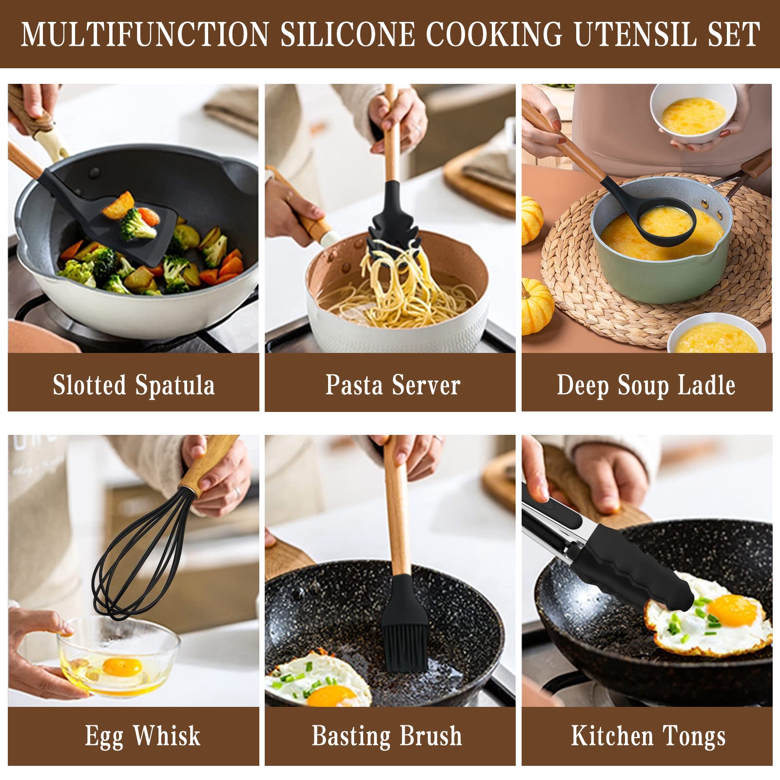 Umite Chef Kitchen Cooking Utensils Set, 33 pcs Non-Stick Silicon - Umite Chef Official Product View 3