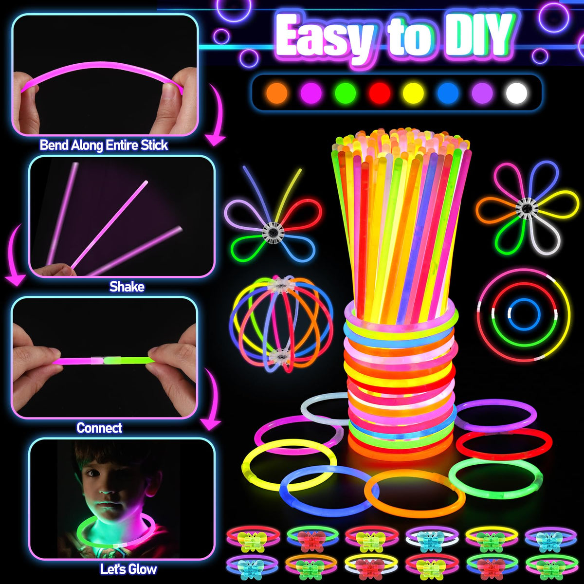TSDATOWR 150Pcs Glow in the Dark Party Supplies for Kids and - TSDATOWR Official Imagery - 4