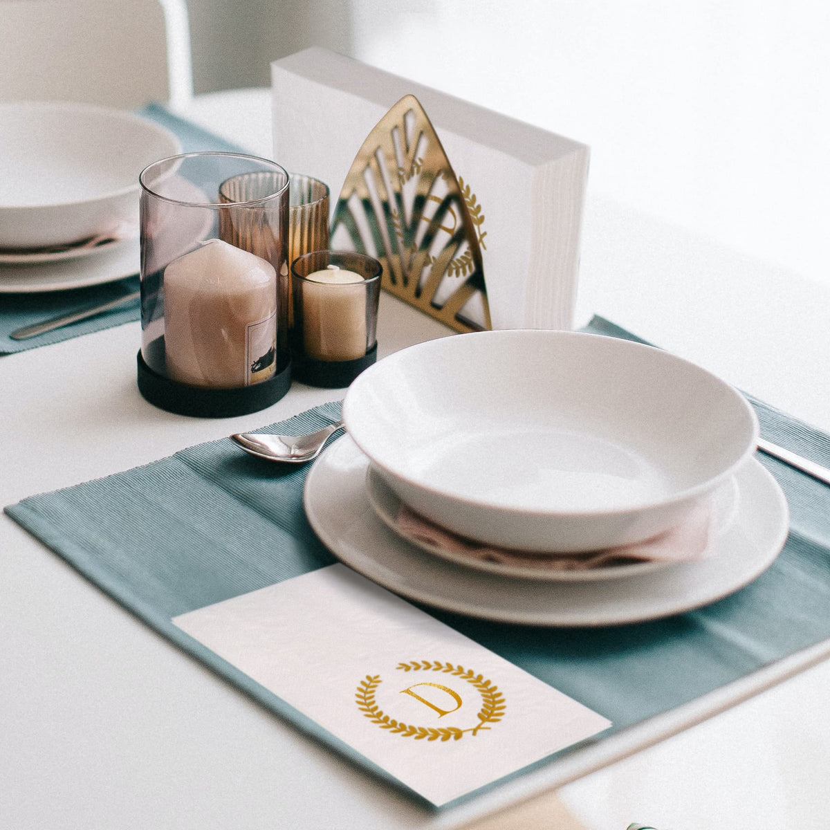 200 Pack Monogrammed Disposable Napkins Gold Foil Letter D - Datyiiha Official Imagery - 6