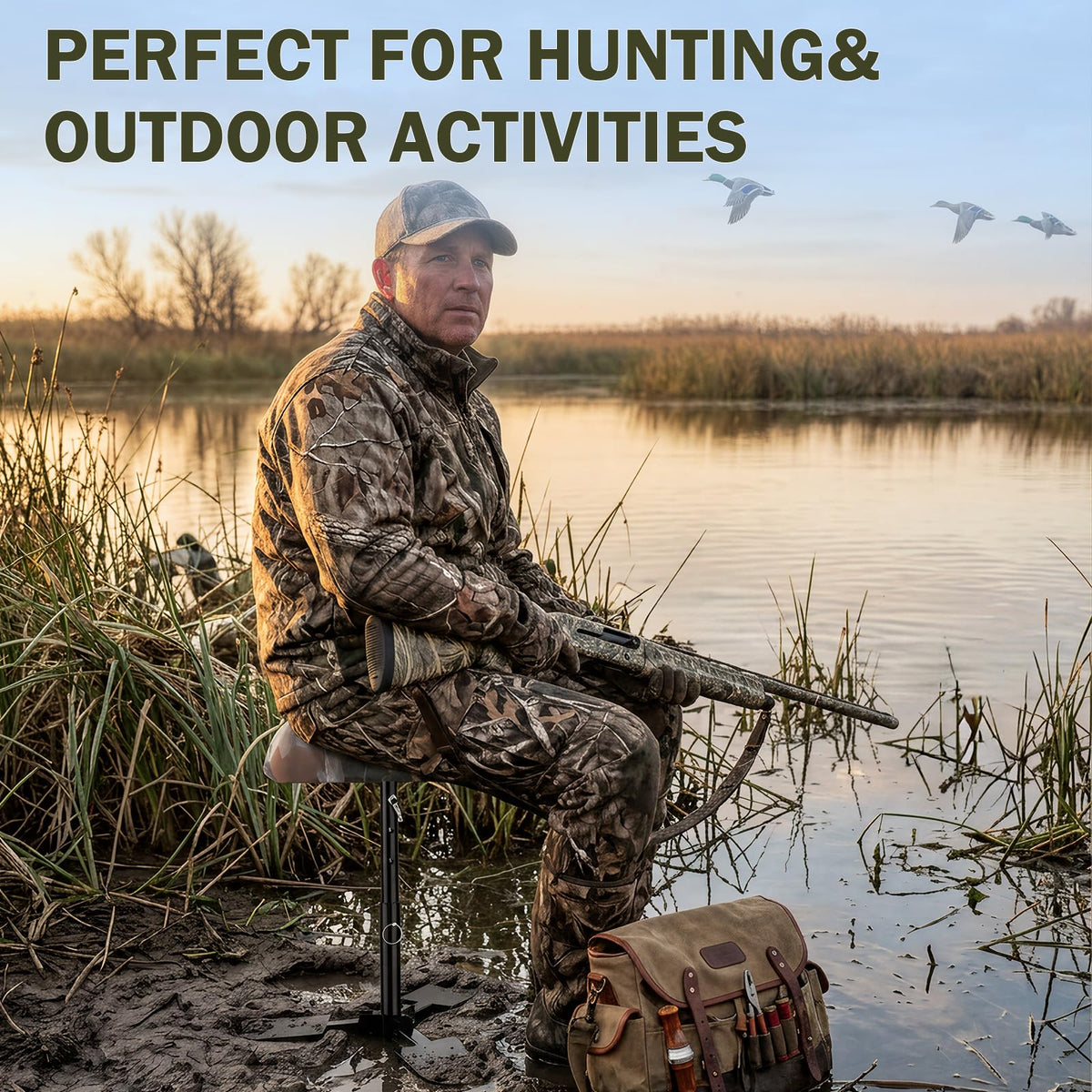 Mud Seat Camo Padded Marsh Seat Adjustable Hunting Seat for - ZAIXIA Official Imagery - 7