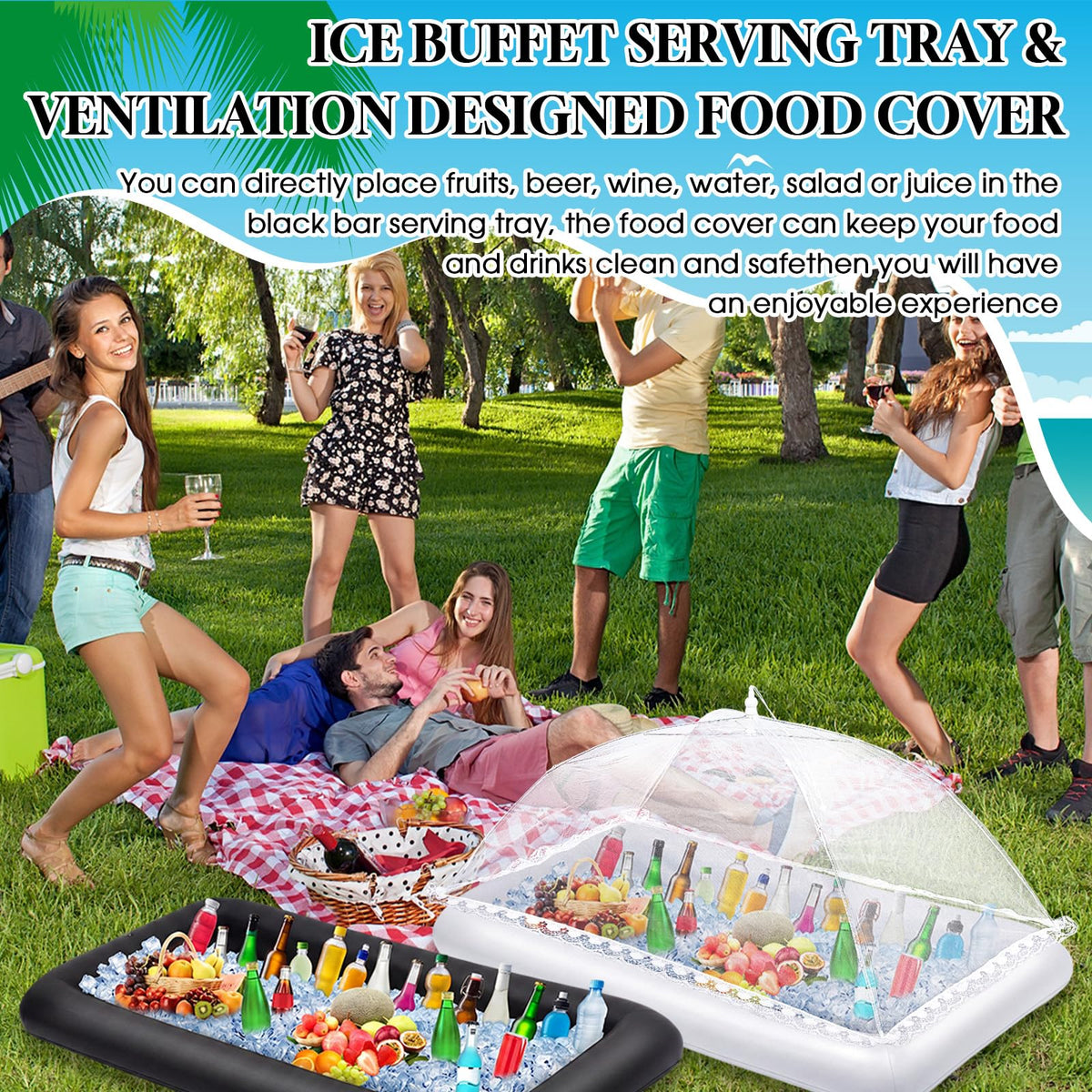5 Pcs Inflatable Serving Bar Kit Ice Tray Cooler Black White - Leitee Official Imagery - 6