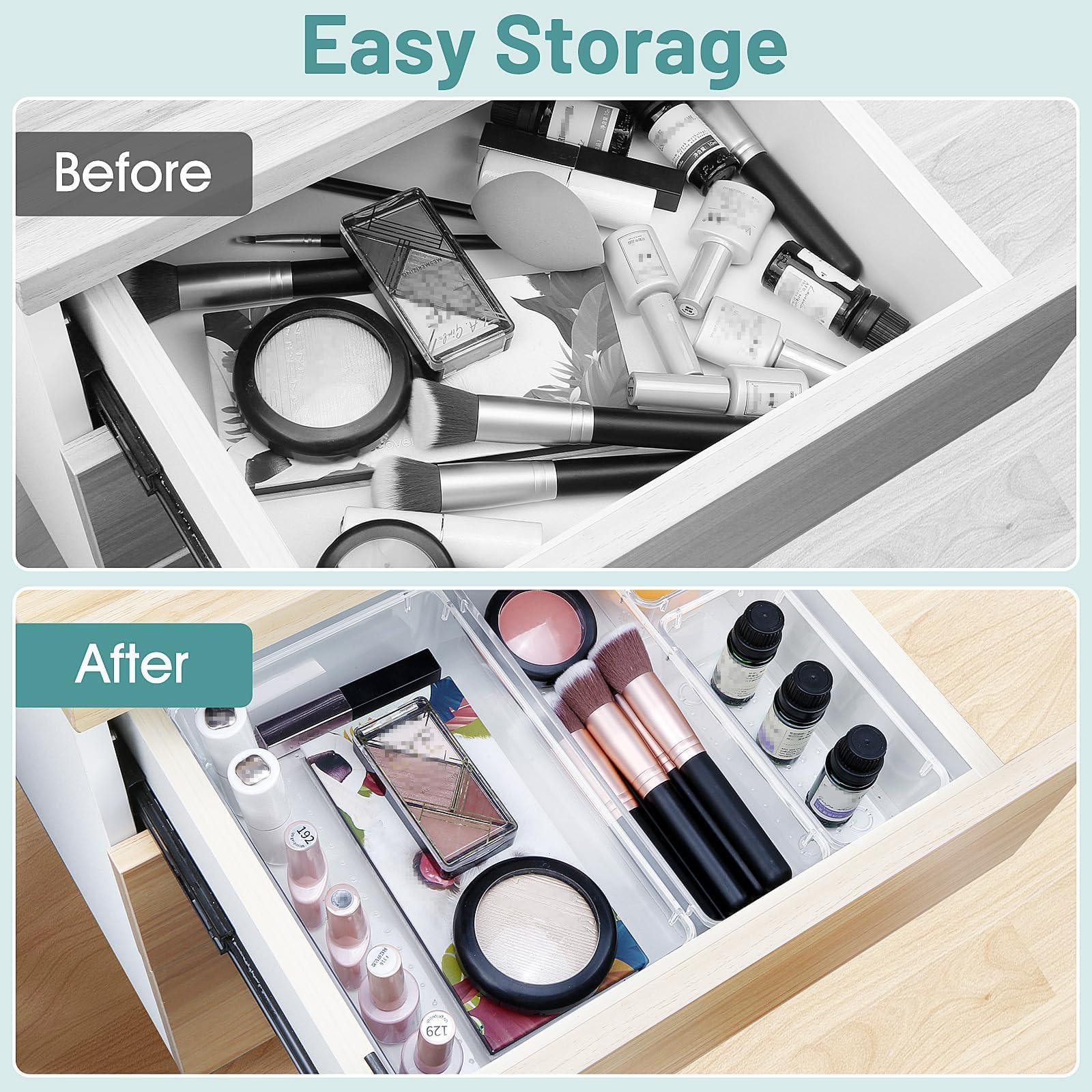 25 PCS Clear Plastic Drawer Organizer, Makeup Organizers and Storage Bins - WOWBOX Official Product View 5