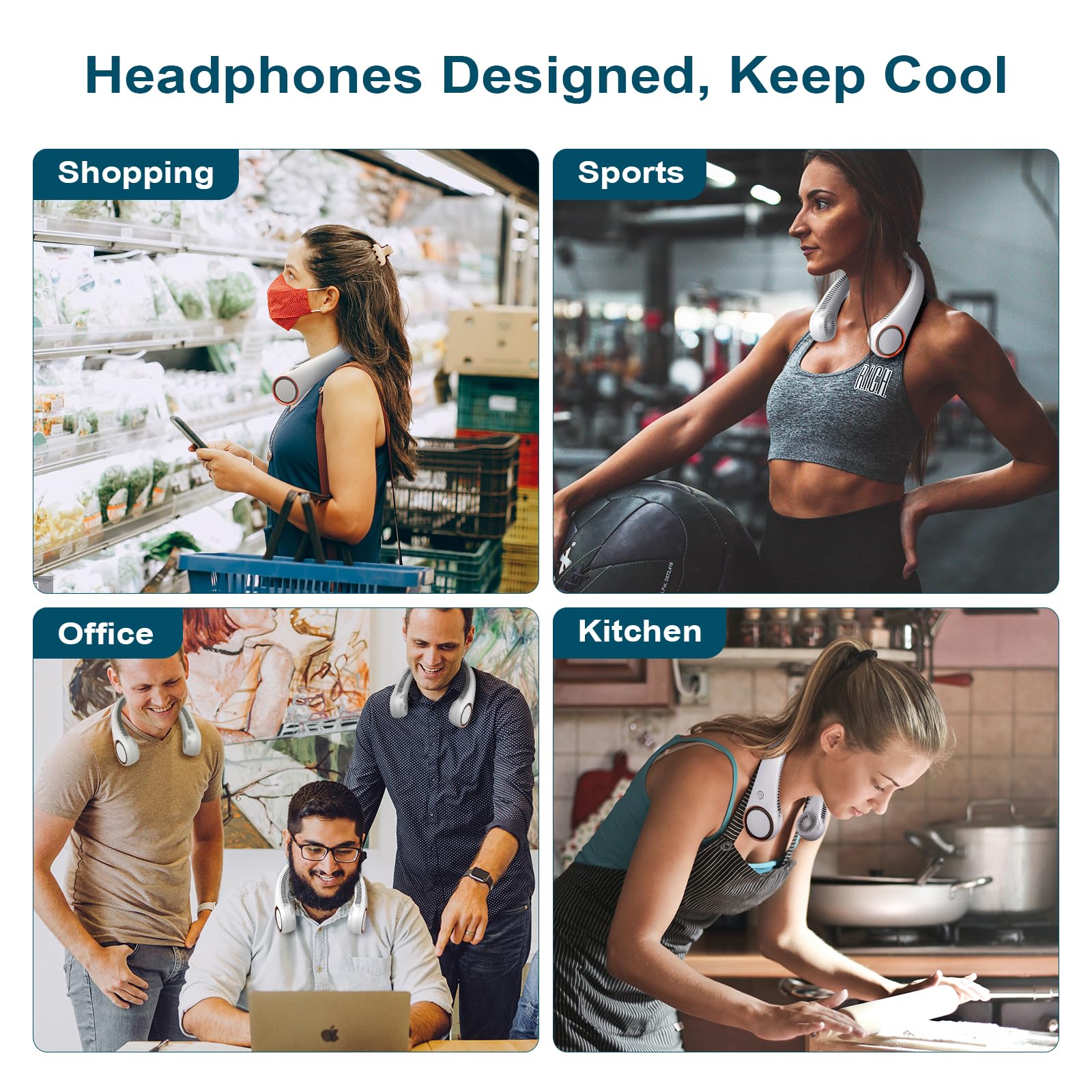 CIVPOWER Neck Fan: Portable Personal Neck Cooling Rechargeable Bl by CIVPOWER - Angle View 8