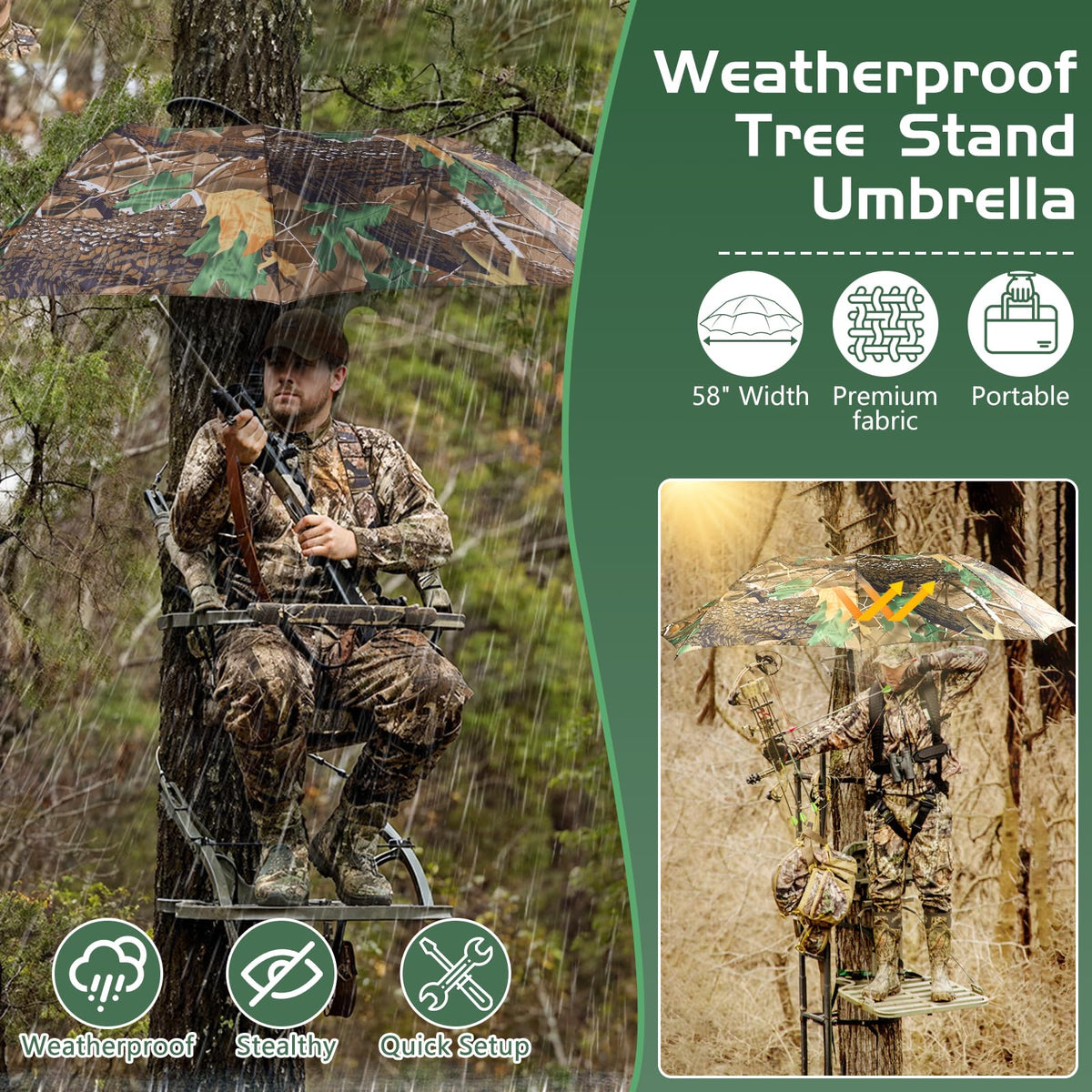 58 Wide Tree Stand Umbrella Portable Weatherproof Hunting - ANGAR Official Imagery - 3