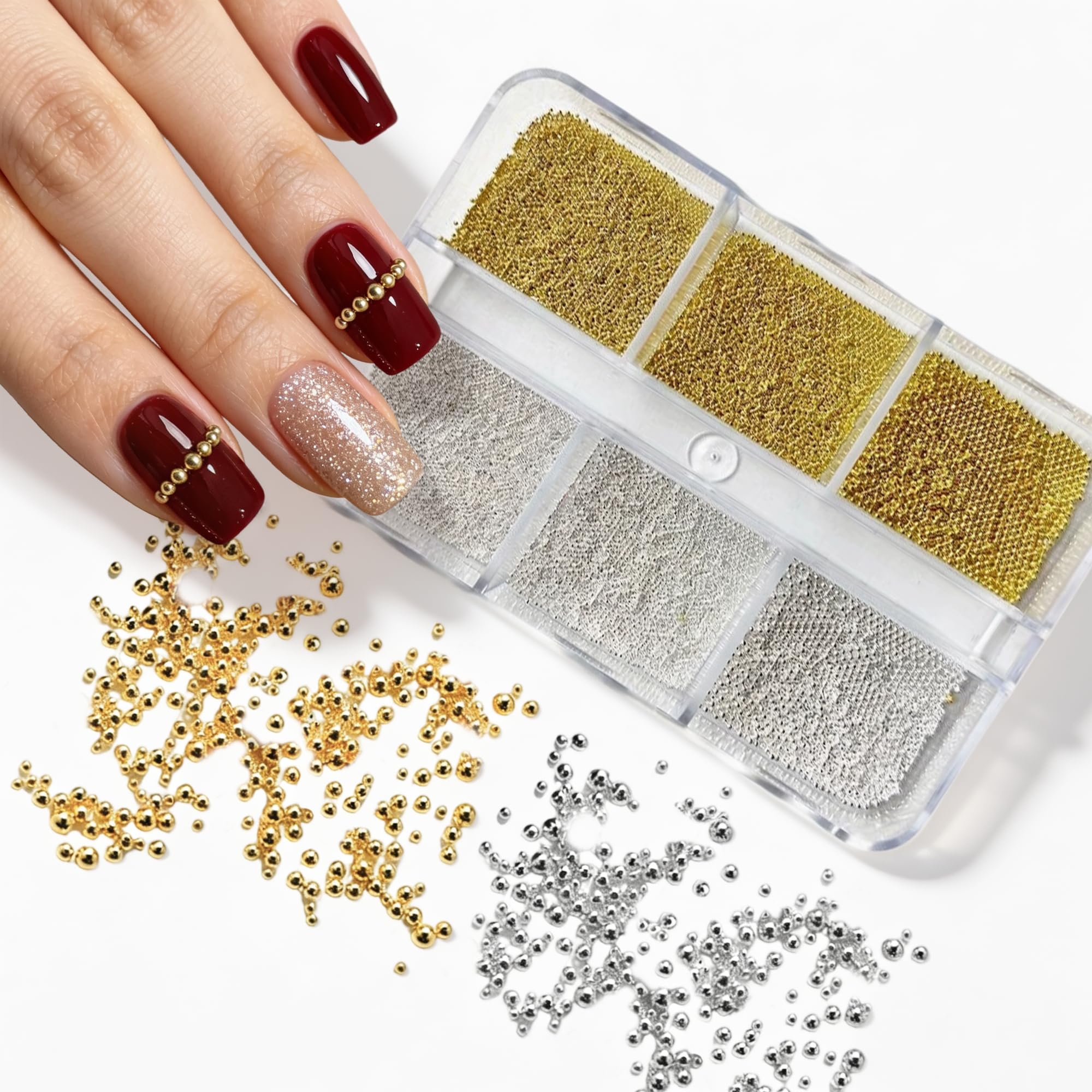 6‑Grid Nail Charms Set for DIY and Salon Nail Art