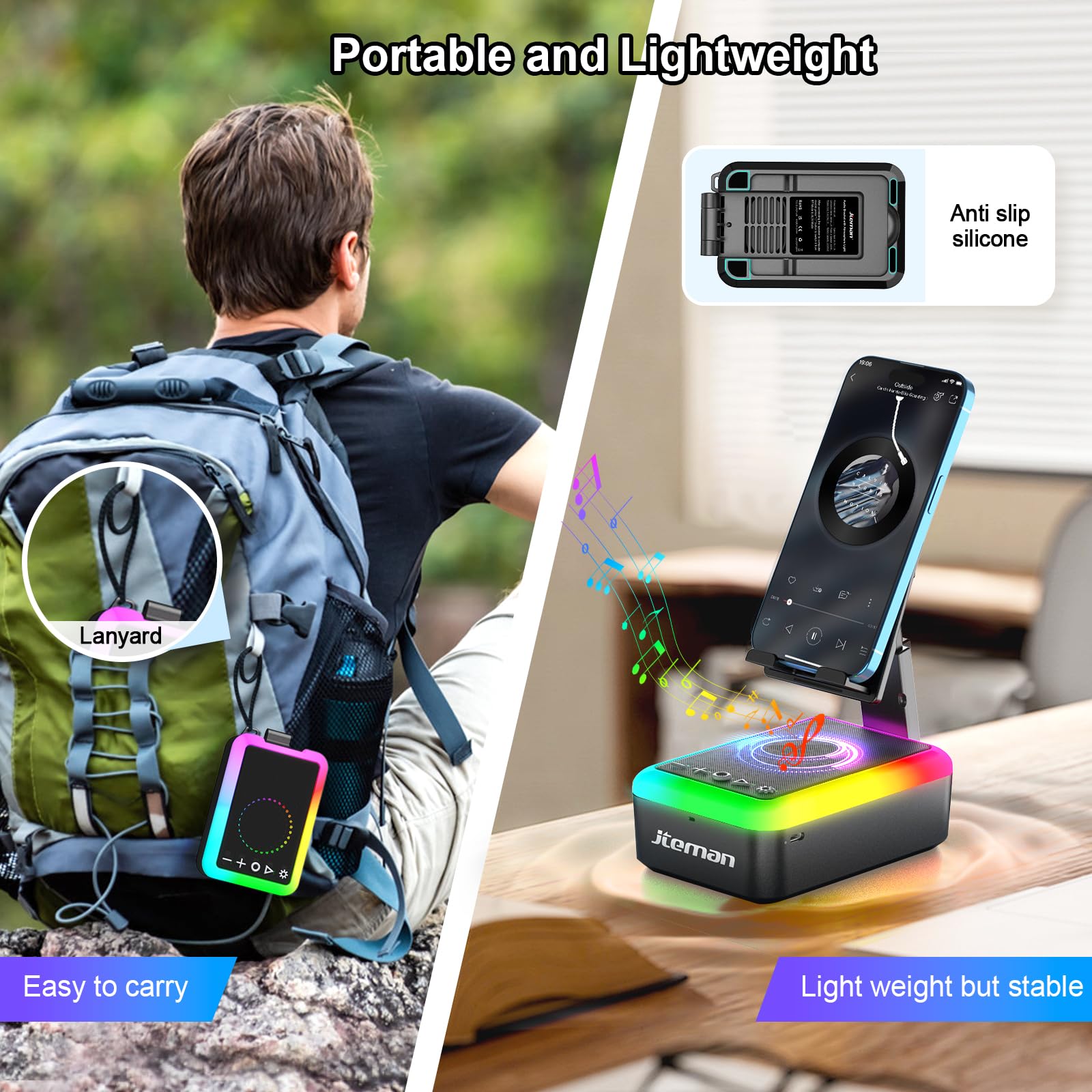 JTEMAN Gifts for Men Women, Cell Phone Stand with Bluetooth Speak - JTEMAN Official Product View 5