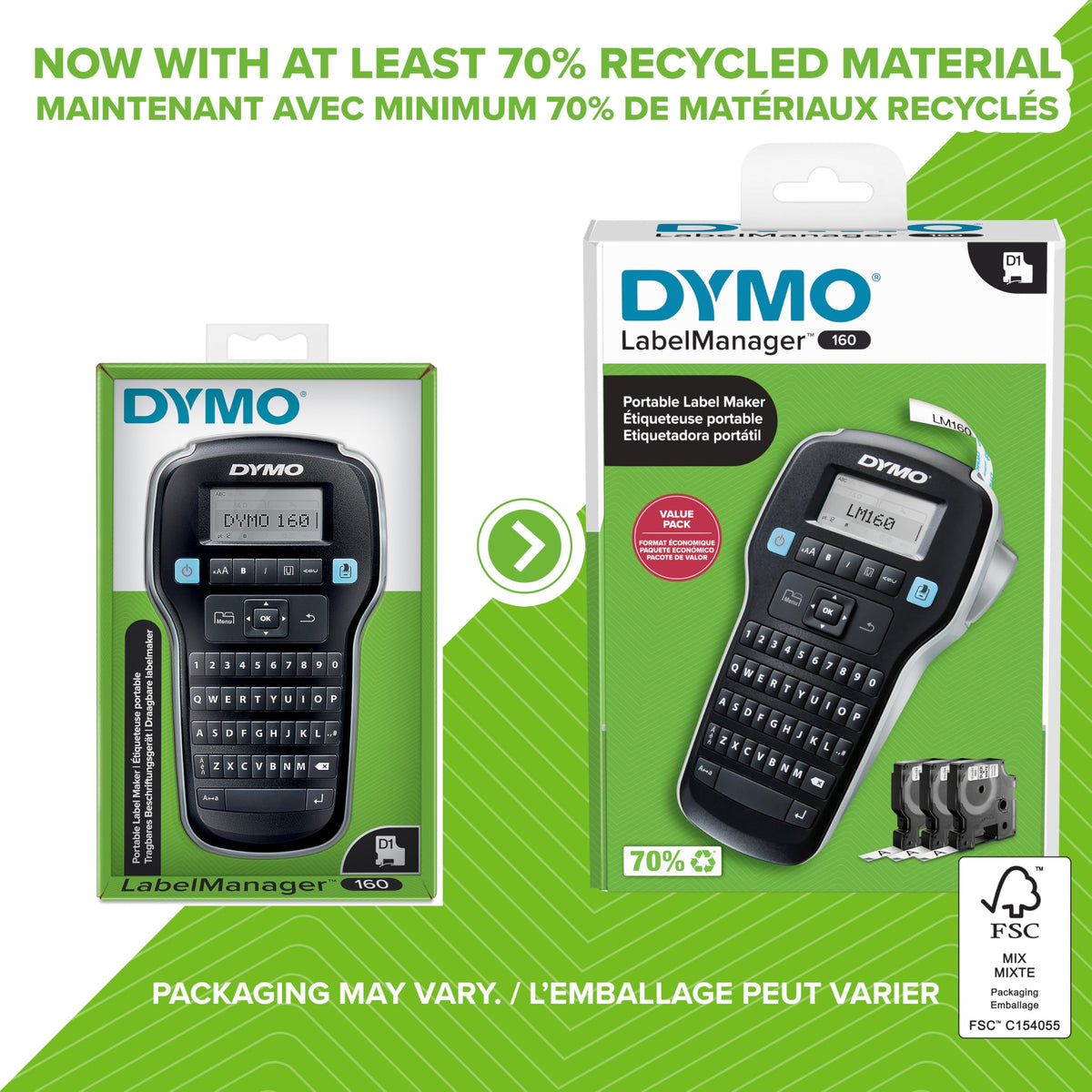 DYMO LabelManager 160 Label Maker Bundle with 3 D1 Label - DYMO Official Imagery - 3