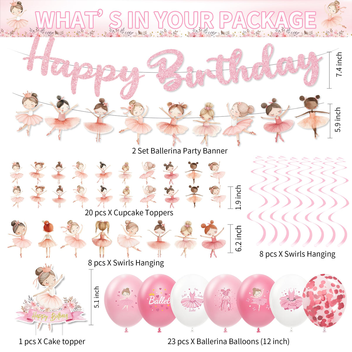 Srua Don Ballerina Birthday Party Decorations Girl Pink - Srua Don Official Imagery - 5
