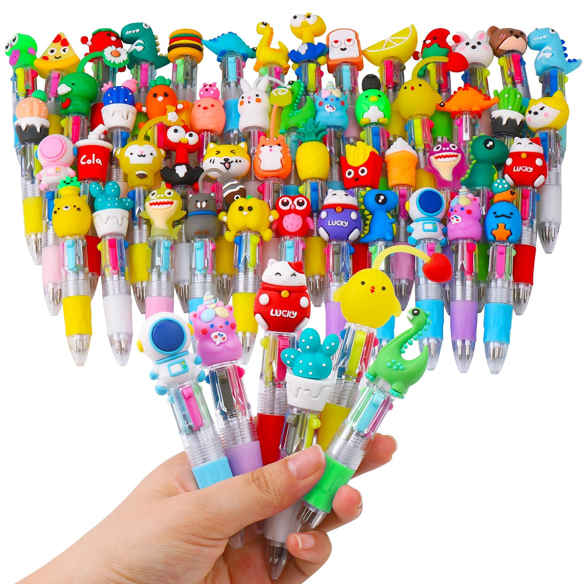 CZWZ 50Pcs Mini Multicolor Pens in One 4 in 1 Cute Pens Bulk - CZWZ Official Imagery - 1