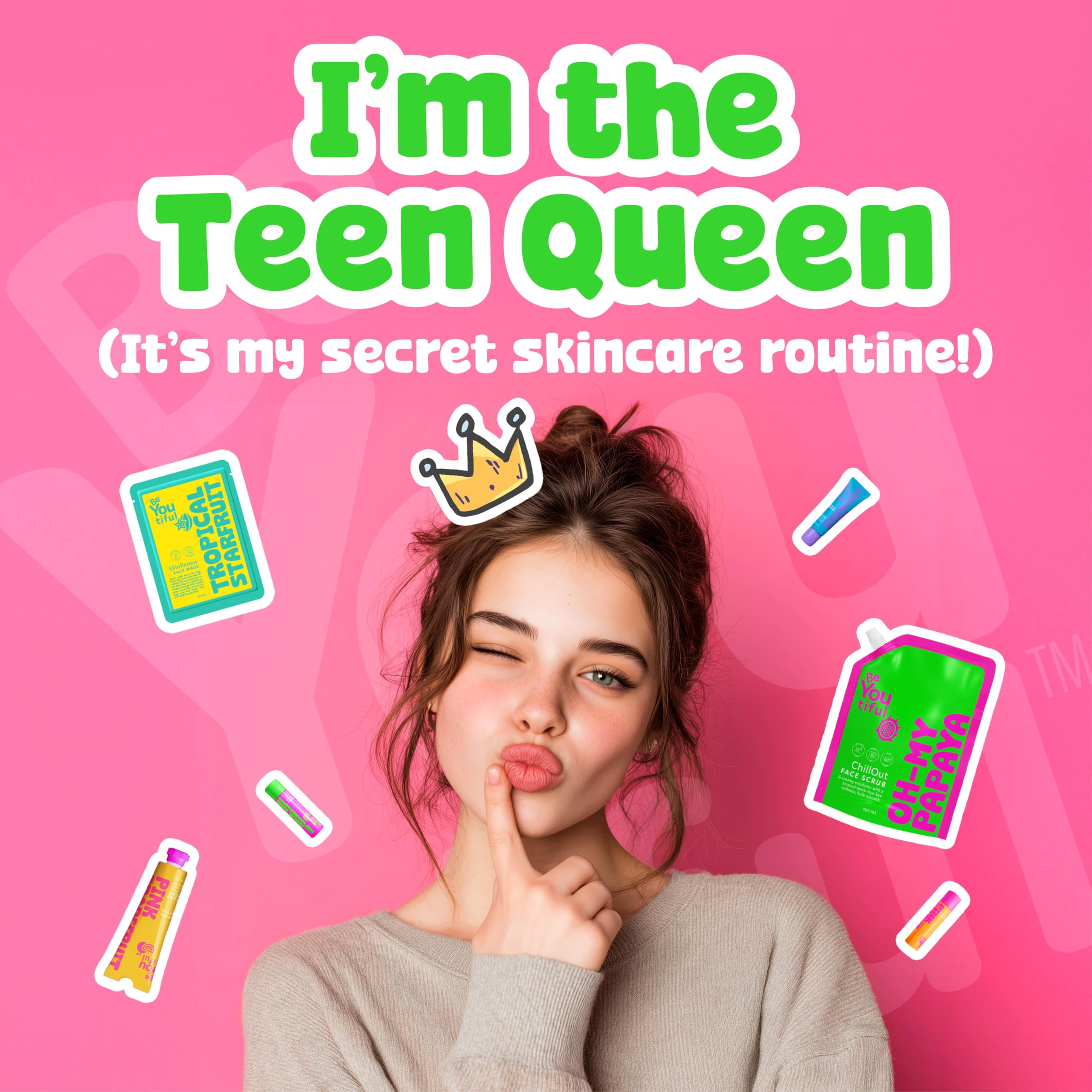 3 Step Teen Skin Care Kit Face Scrub Trendy Squeeze Face - BeYoutiful Official Product Imagery - 7