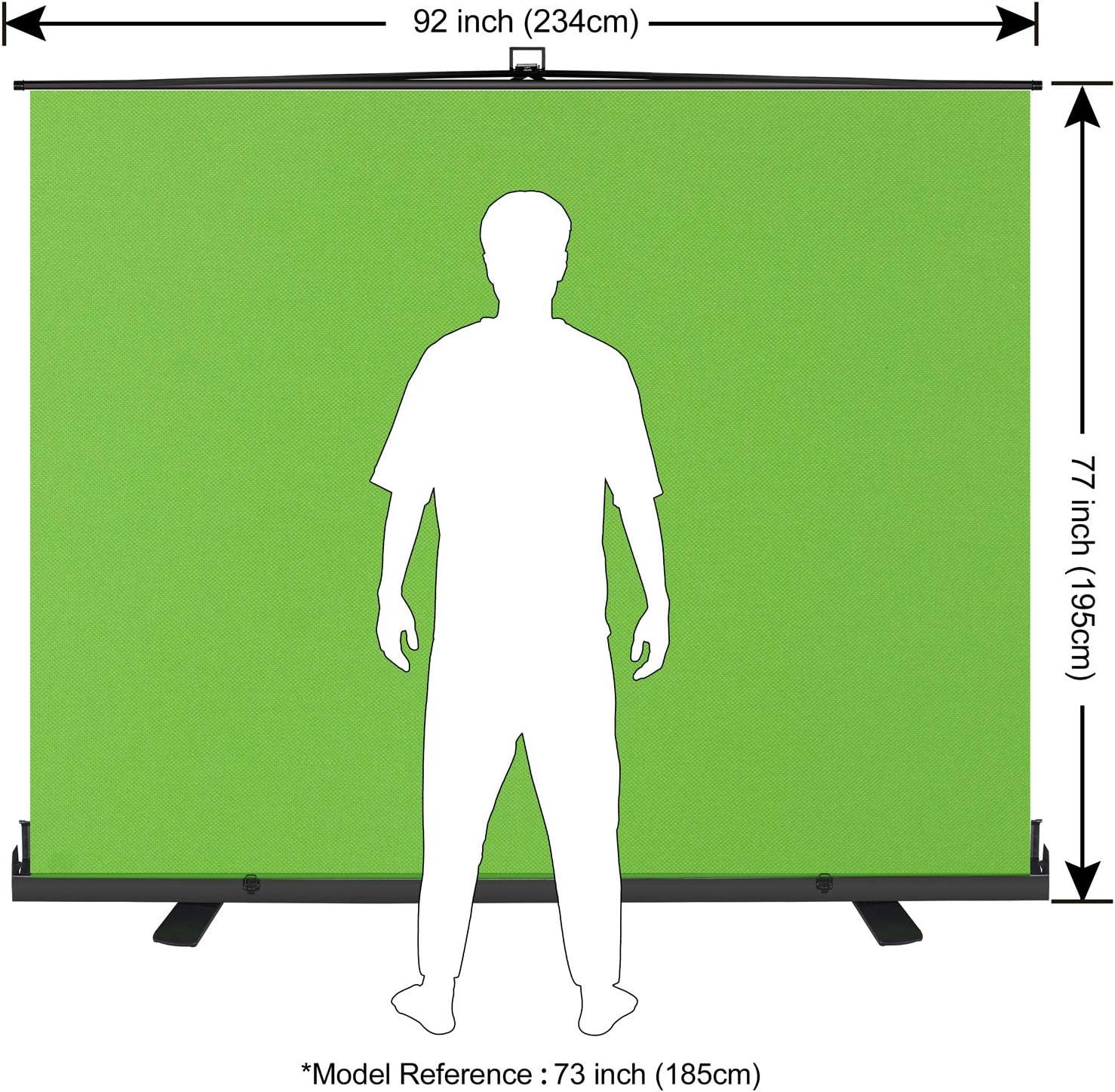 EMART 77x92-inch collapsible green chromakey screen for photography and video backdrops, lightweight and portable.