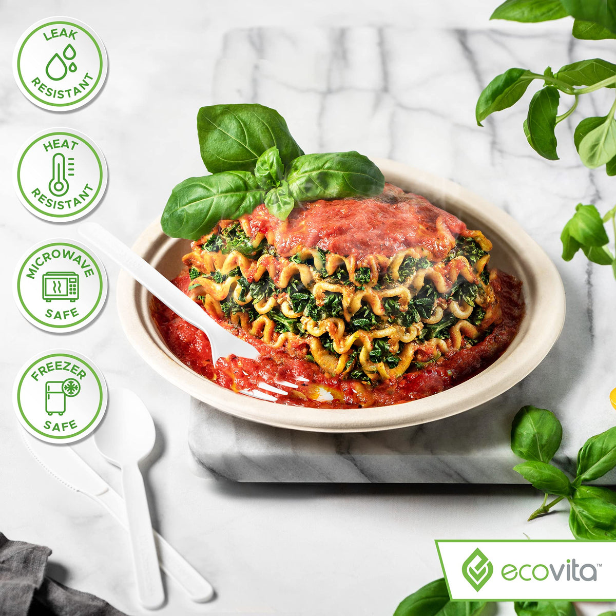 100 Compostable Paper Plates 150 Disposable Plates Eco - Ecovita Official Imagery - 6