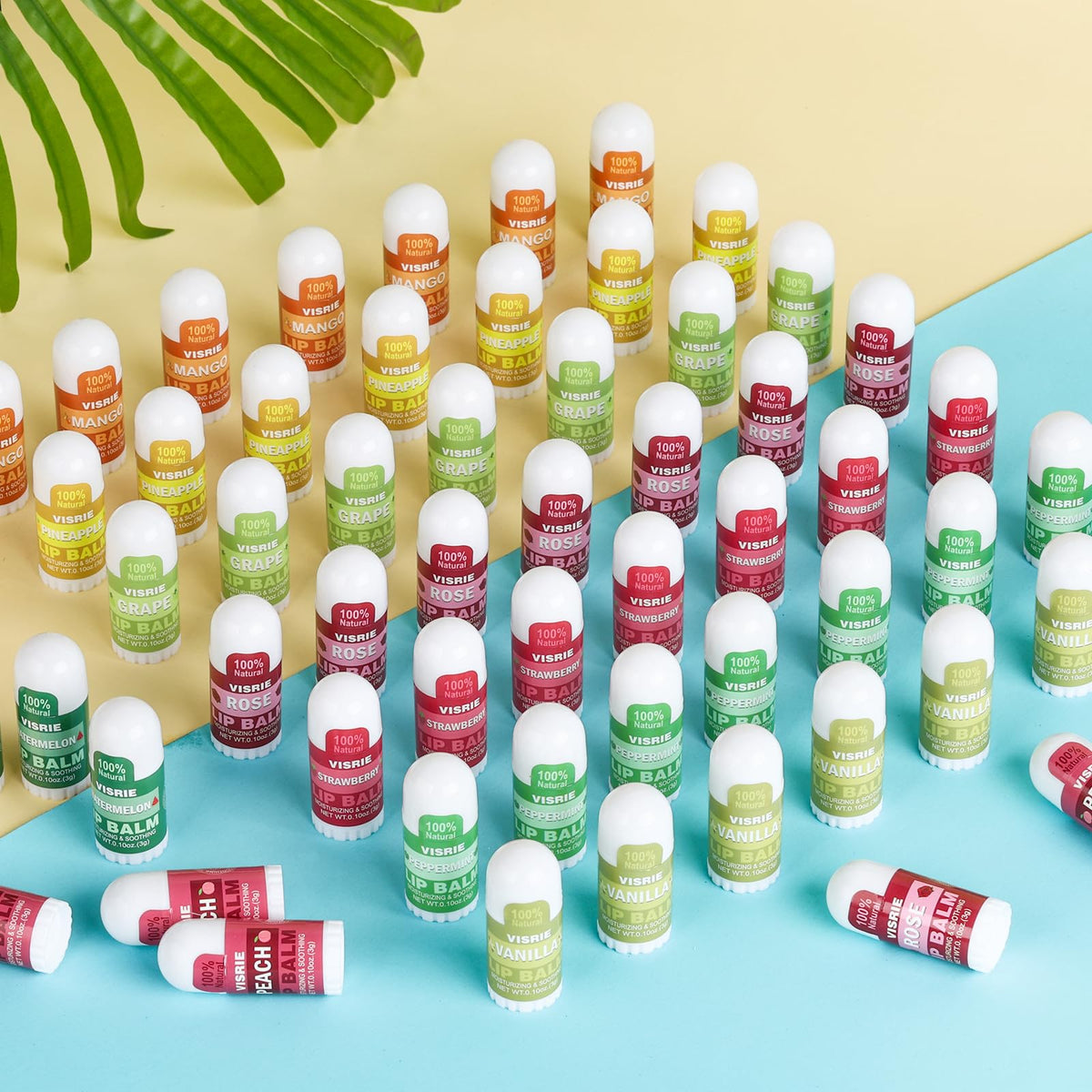 120 Pack Mini Lip Balm Bulk 10 Assorted Flavors 0 1oz - VISRIE Official Imagery - 7
