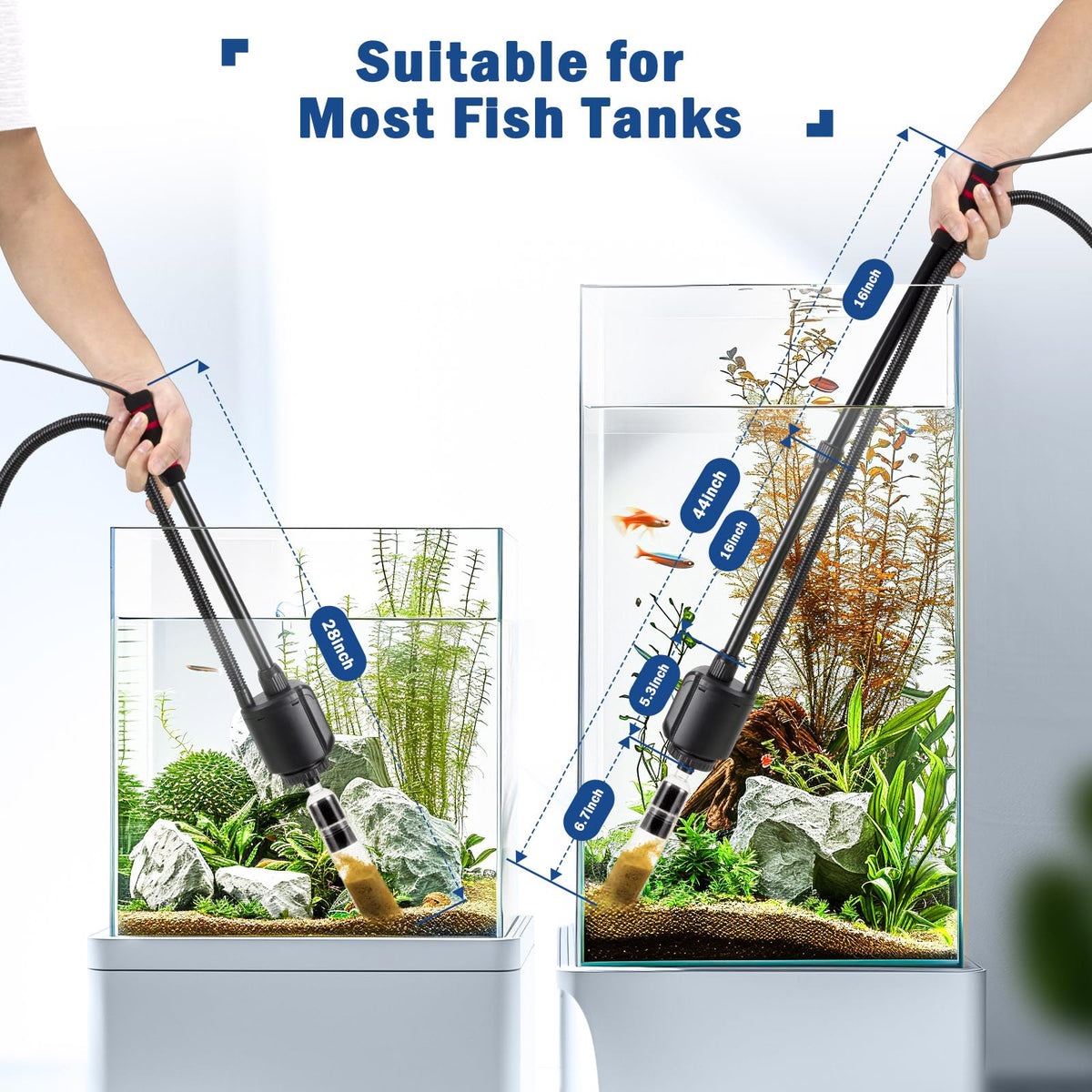 AQQA Electric Aquarium Vacuum Gravel Cleaner 6 in 1 Fish - AQQA Official Imagery - 7