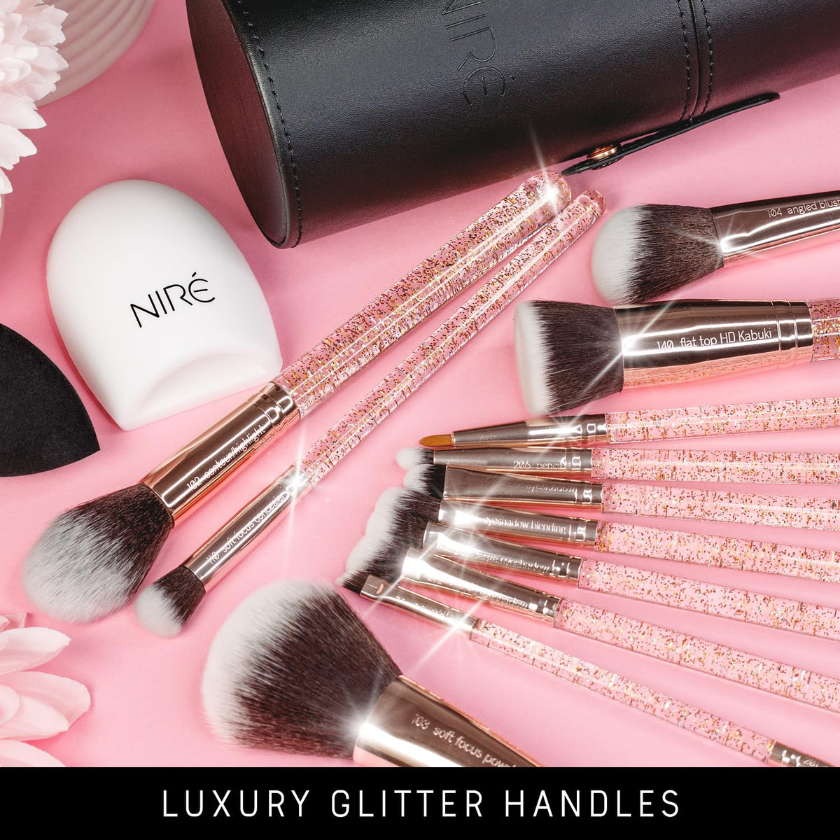 Beauty Glitter Makeup Brush Set 15 Piece Rose Gold - Niré Official Imagery - 8